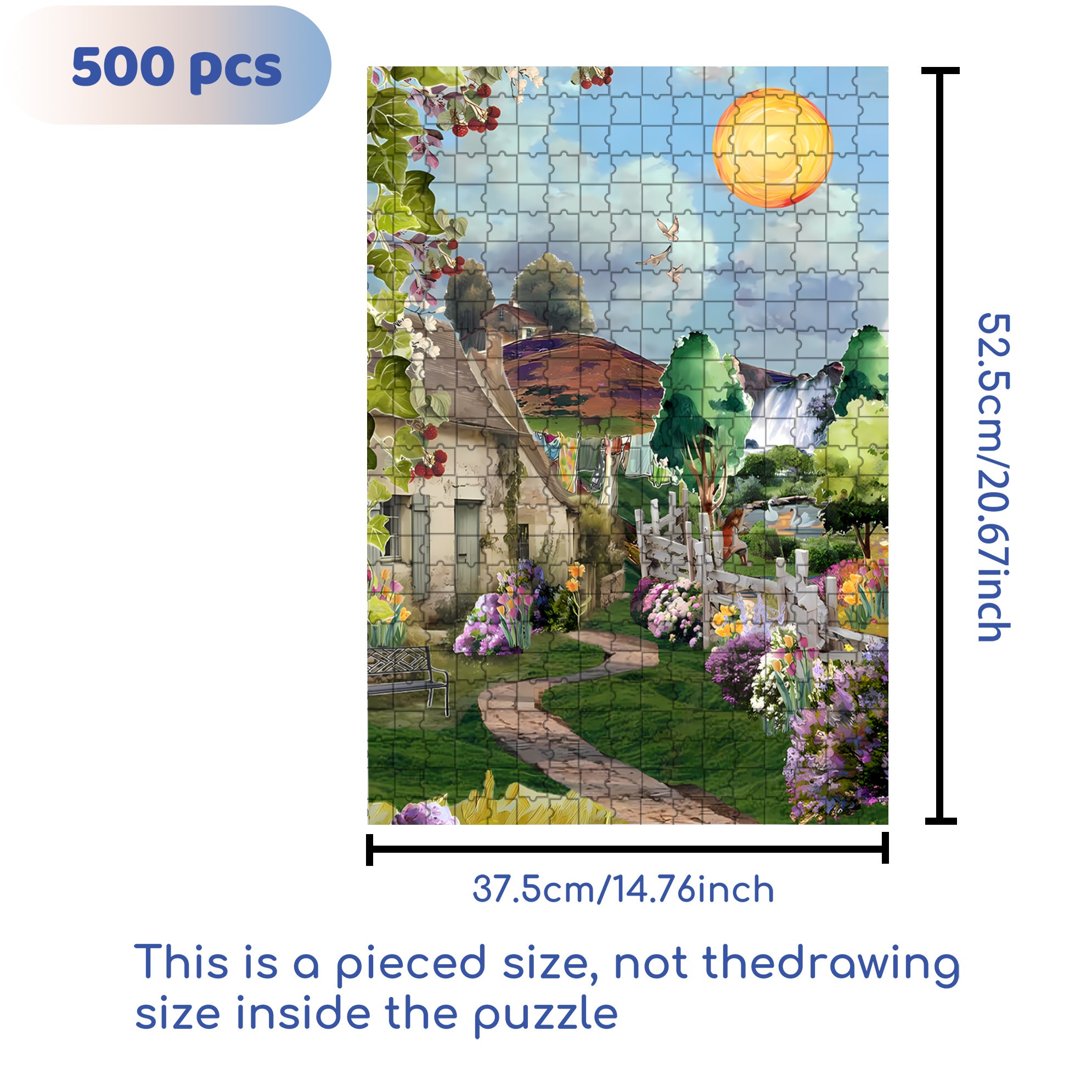 Vanessa's Garden 500pcs/1000pcs Jigsaw Puzzle, Scratch-Resistant, Interactive Family Game & Brain-Boosting DIY Decor, Perfect for Halloween, Christmas & New Year Gifts, Family Puzzle Game