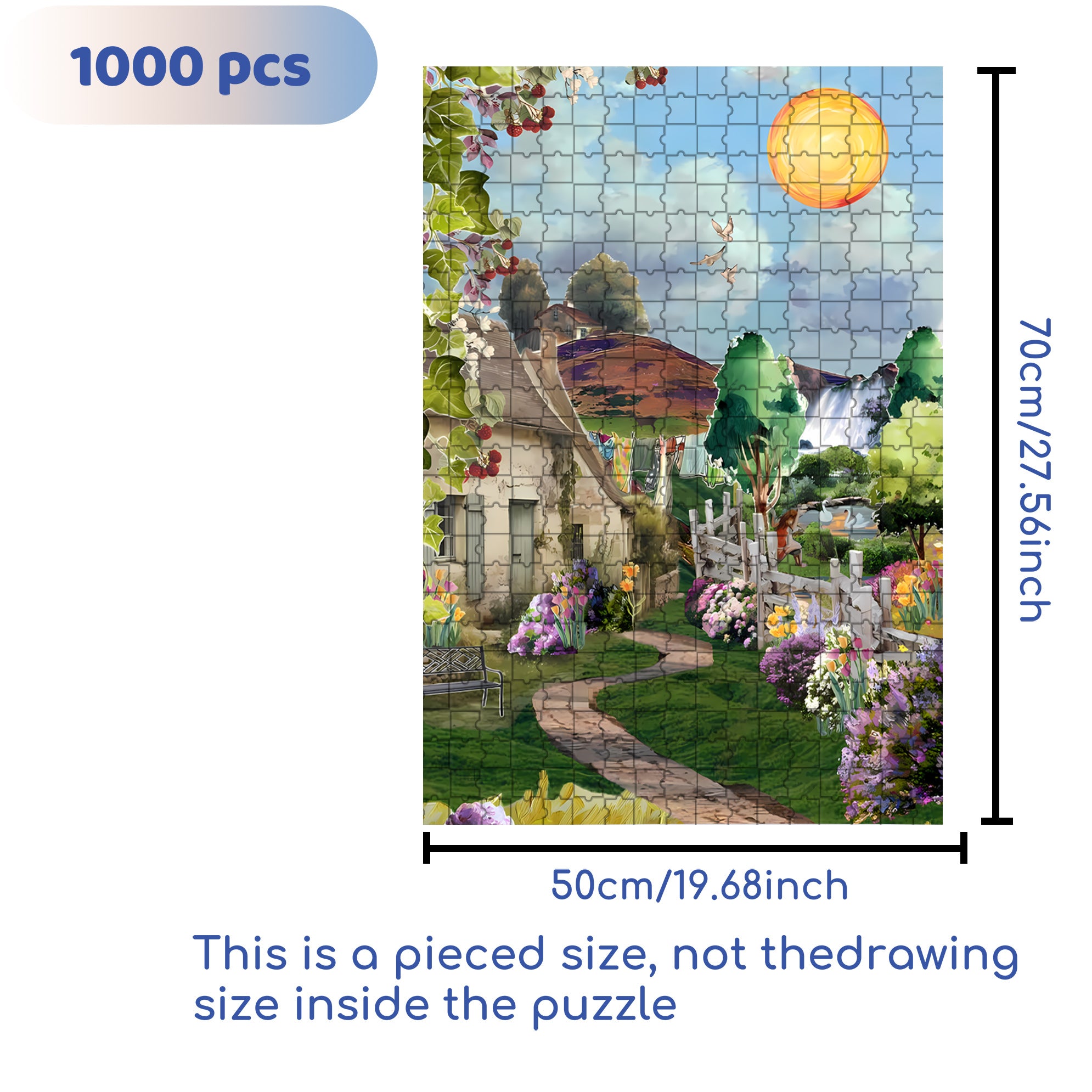 Vanessa's Garden 500pcs/1000pcs Jigsaw Puzzle, Scratch-Resistant, Interactive Family Game & Brain-Boosting DIY Decor, Perfect for Halloween, Christmas & New Year Gifts, Family Puzzle Game