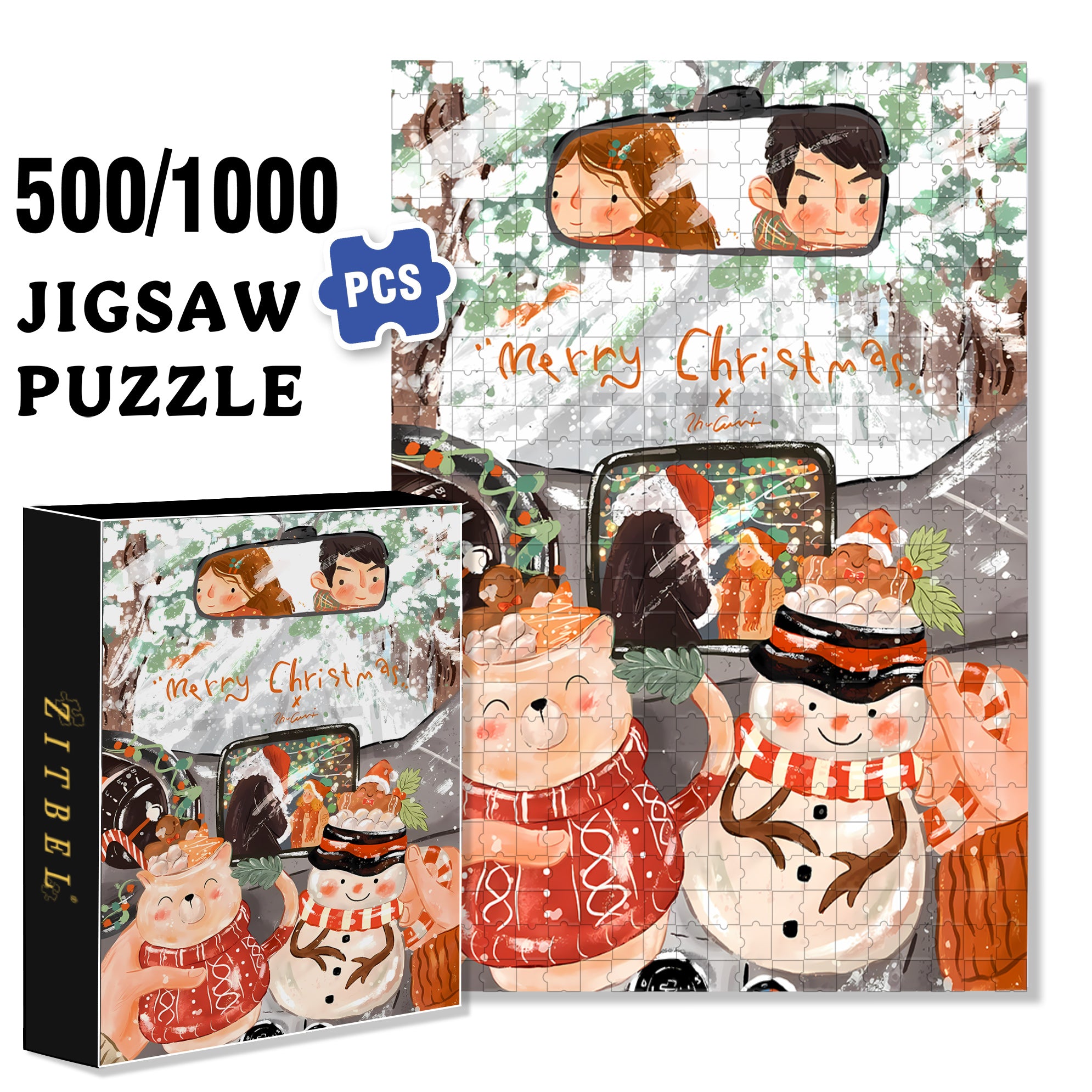 Warm Moments 500pcs/1000pcs Jigsaw Puzzle, Scratch-Resistant, Interactive Family Game & Brain-Boosting DIY Decor, Perfect for Halloween, Christmas & New Year Gifts, Family Puzzle Game