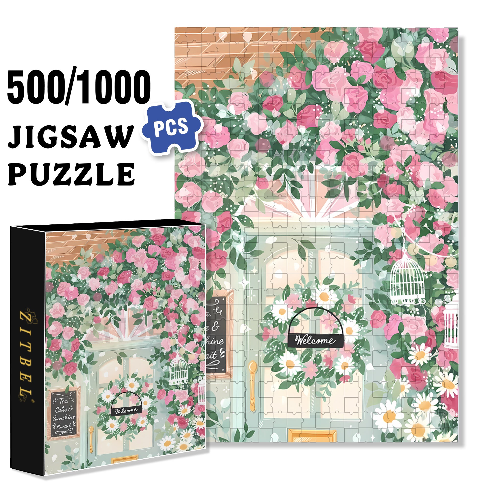 Welcome 500pcs/1000pcs Jigsaw Puzzle, Scratch-Resistant, Interactive Family Game & Brain-Boosting DIY Decor, Perfect for Halloween, Christmas & New Year Gifts, Family Puzzle Game