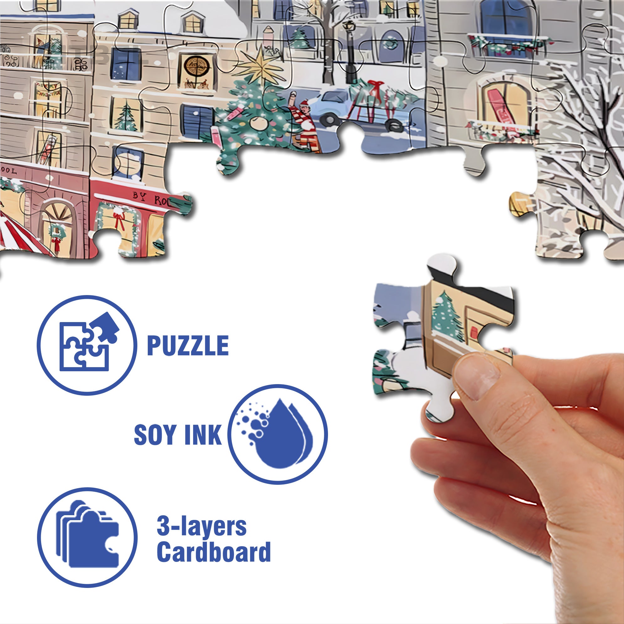 White Christmas 500pcs/1000pcs Jigsaw Puzzle, Scratch-Resistant, Interactive Family Game & Brain-Boosting DIY Decor, Perfect for Halloween, Christmas & New Year Gifts, Family Puzzle Game