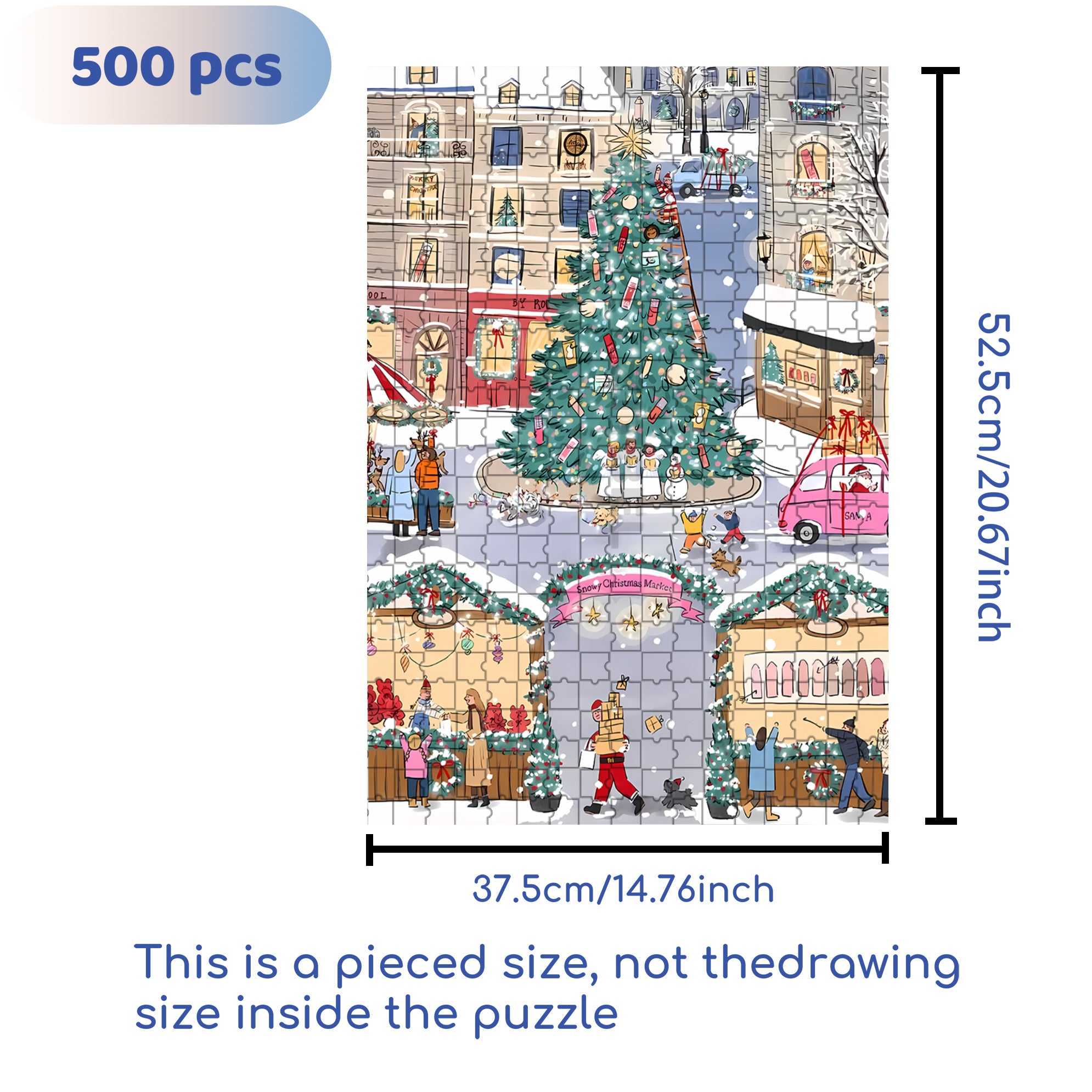 White Christmas 500pcs/1000pcs Jigsaw Puzzle, Scratch-Resistant, Interactive Family Game & Brain-Boosting DIY Decor, Perfect for Halloween, Christmas & New Year Gifts, Family Puzzle Game