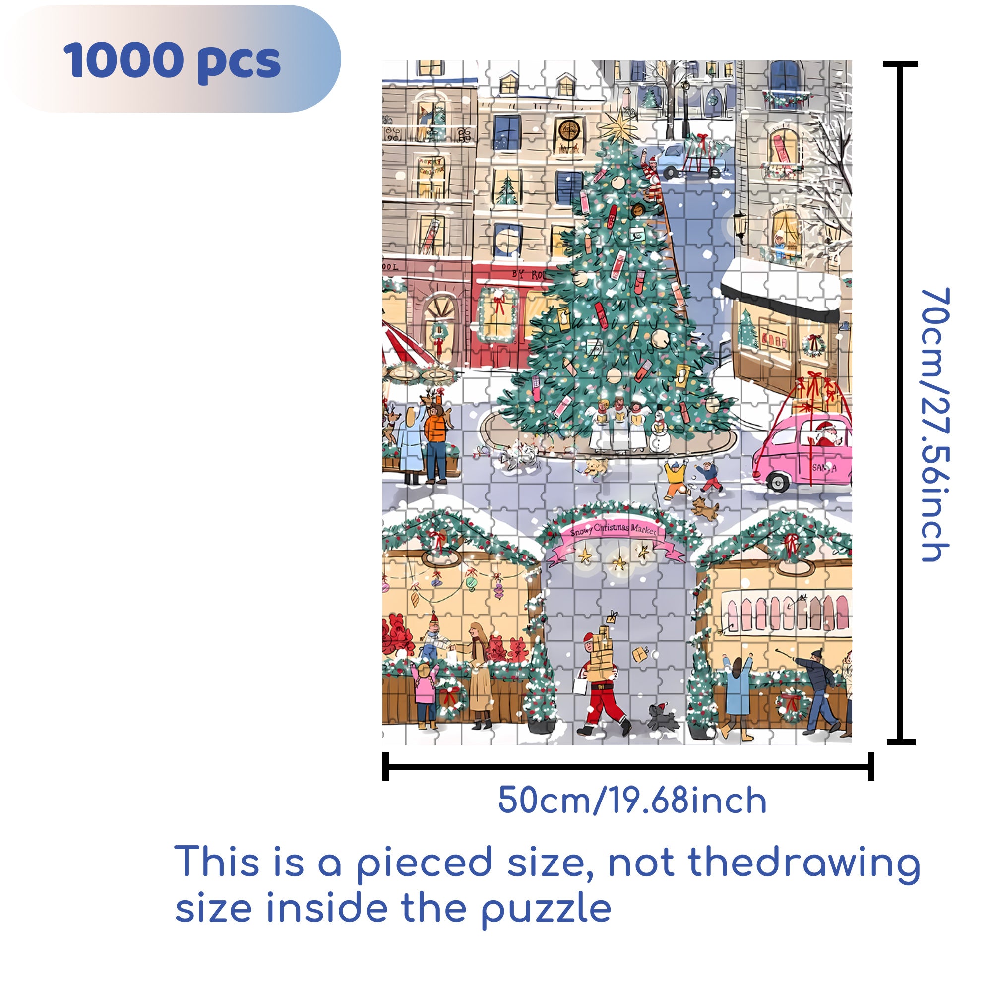 White Christmas 500pcs/1000pcs Jigsaw Puzzle, Scratch-Resistant, Interactive Family Game & Brain-Boosting DIY Decor, Perfect for Halloween, Christmas & New Year Gifts, Family Puzzle Game