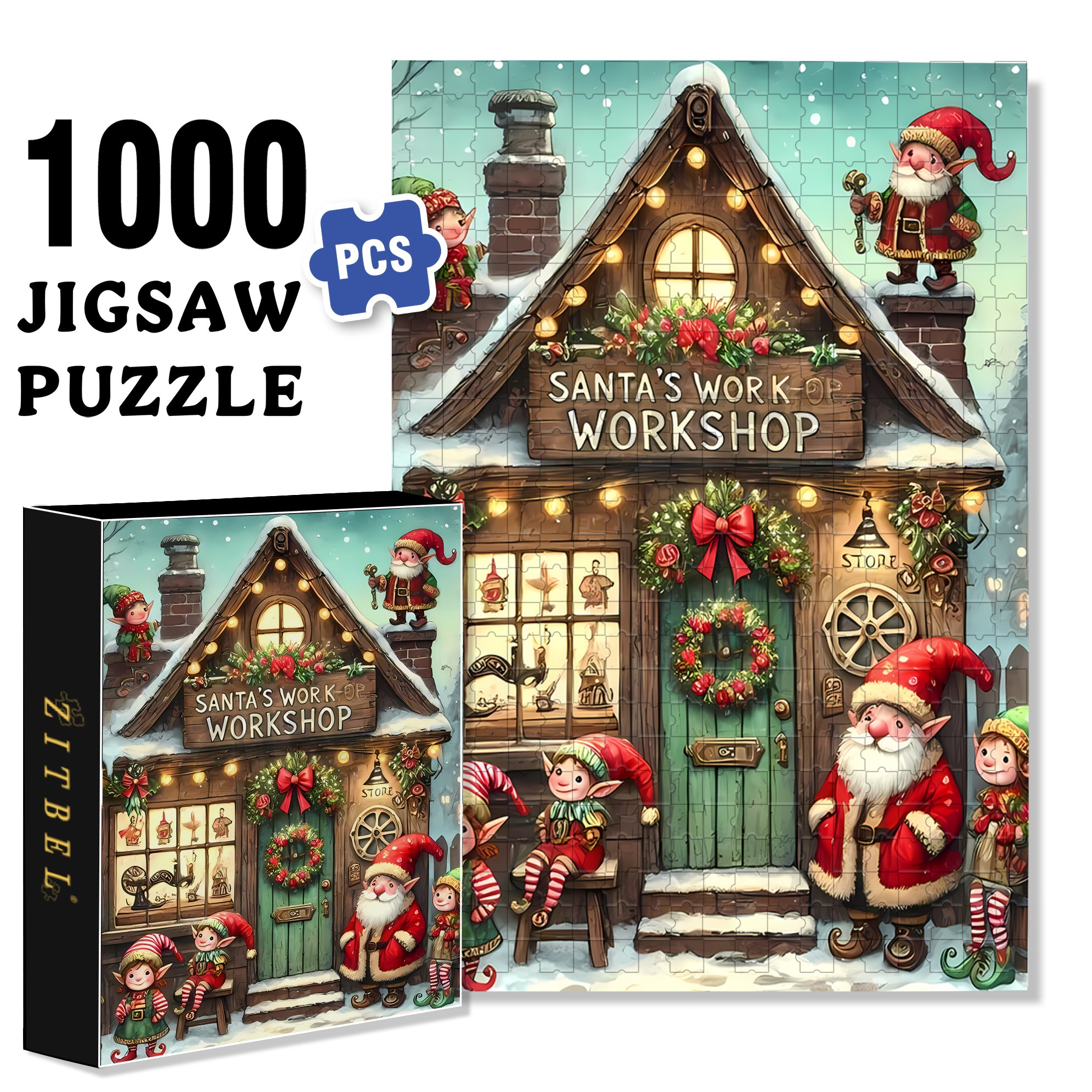 Work Shop 500pcs/1000pcs Jigsaw Puzzle, Scratch-Resistant, Interactive Family Game & Brain-Boosting DIY Decor, Perfect for Halloween, Christmas & New Year Gifts, Family Puzzle Game