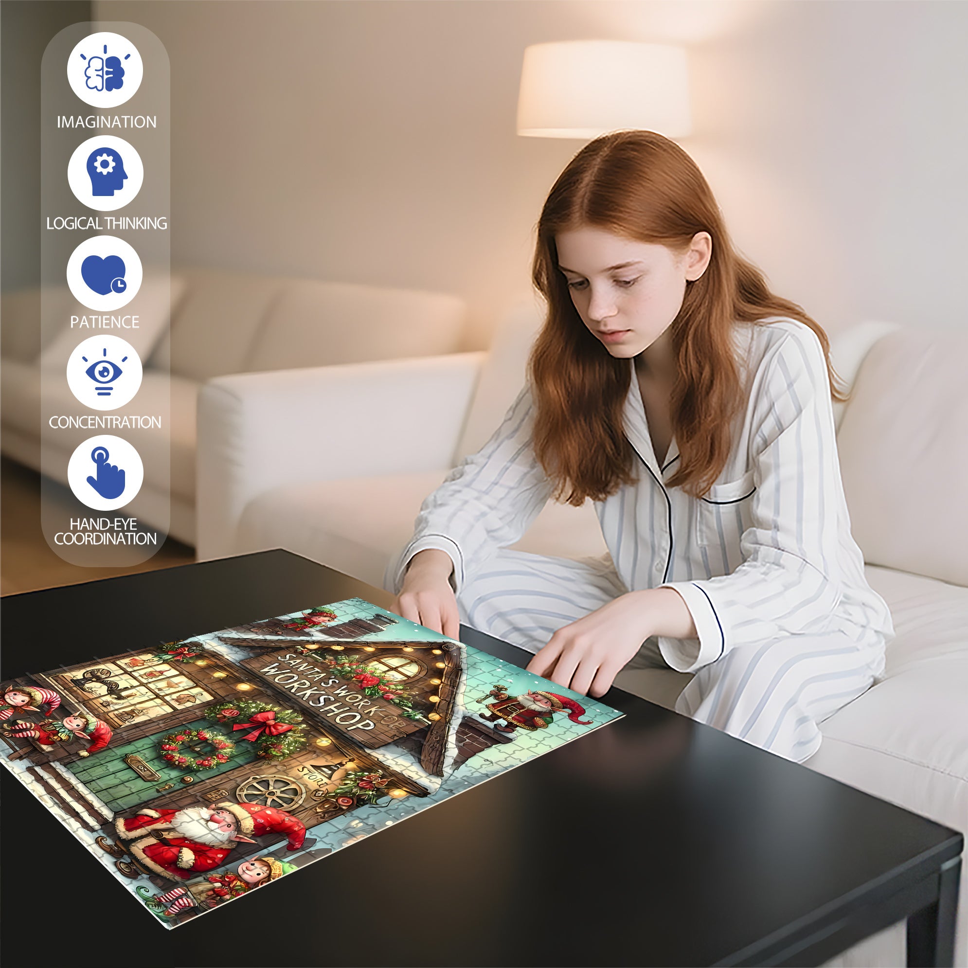 Work Shop 500pcs/1000pcs Jigsaw Puzzle, Scratch-Resistant, Interactive Family Game & Brain-Boosting DIY Decor, Perfect for Halloween, Christmas & New Year Gifts, Family Puzzle Game