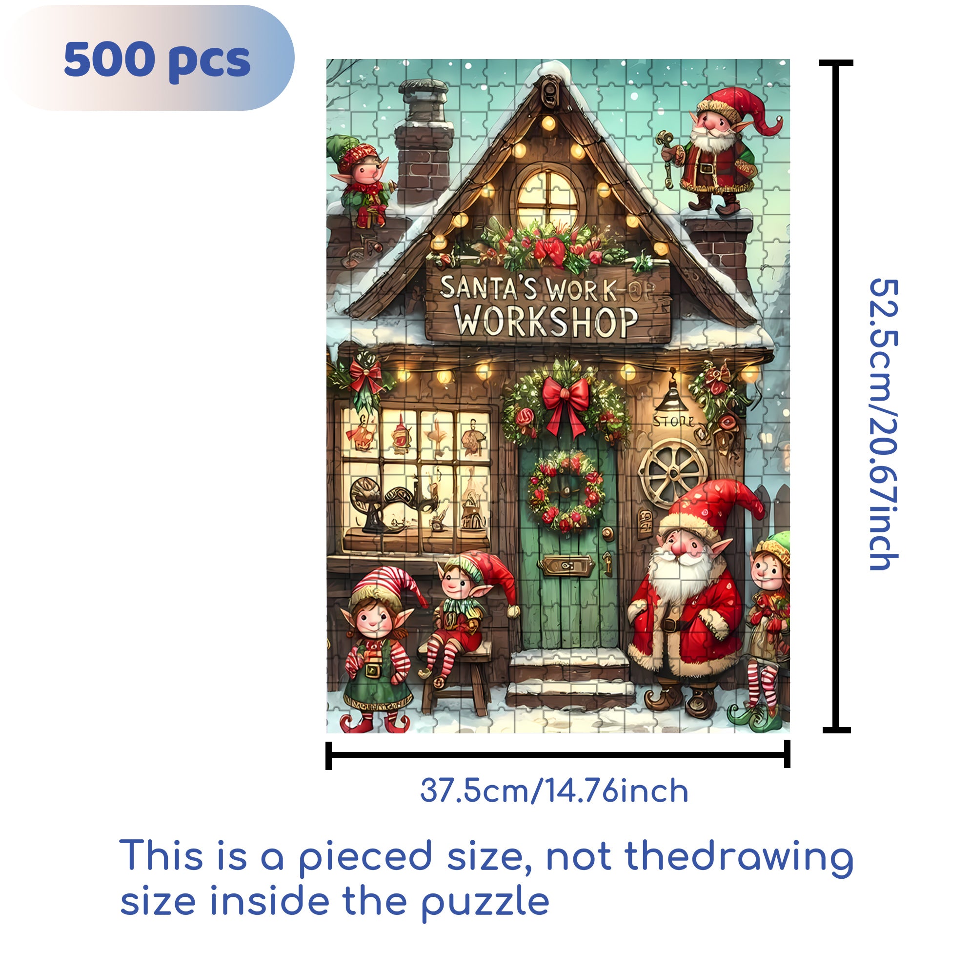 Work Shop 500pcs/1000pcs Jigsaw Puzzle, Scratch-Resistant, Interactive Family Game & Brain-Boosting DIY Decor, Perfect for Halloween, Christmas & New Year Gifts, Family Puzzle Game