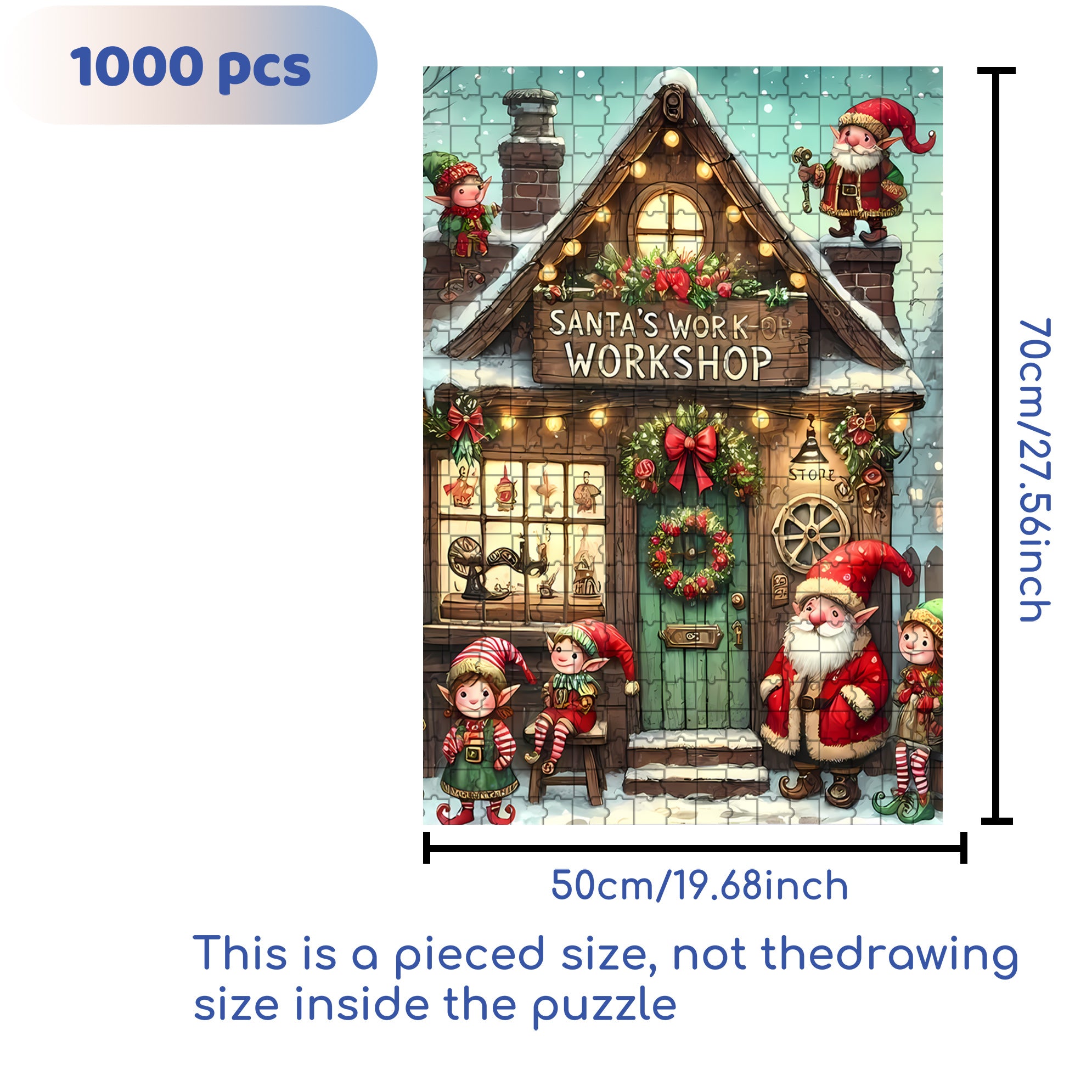Work Shop 500pcs/1000pcs Jigsaw Puzzle, Scratch-Resistant, Interactive Family Game & Brain-Boosting DIY Decor, Perfect for Halloween, Christmas & New Year Gifts, Family Puzzle Game