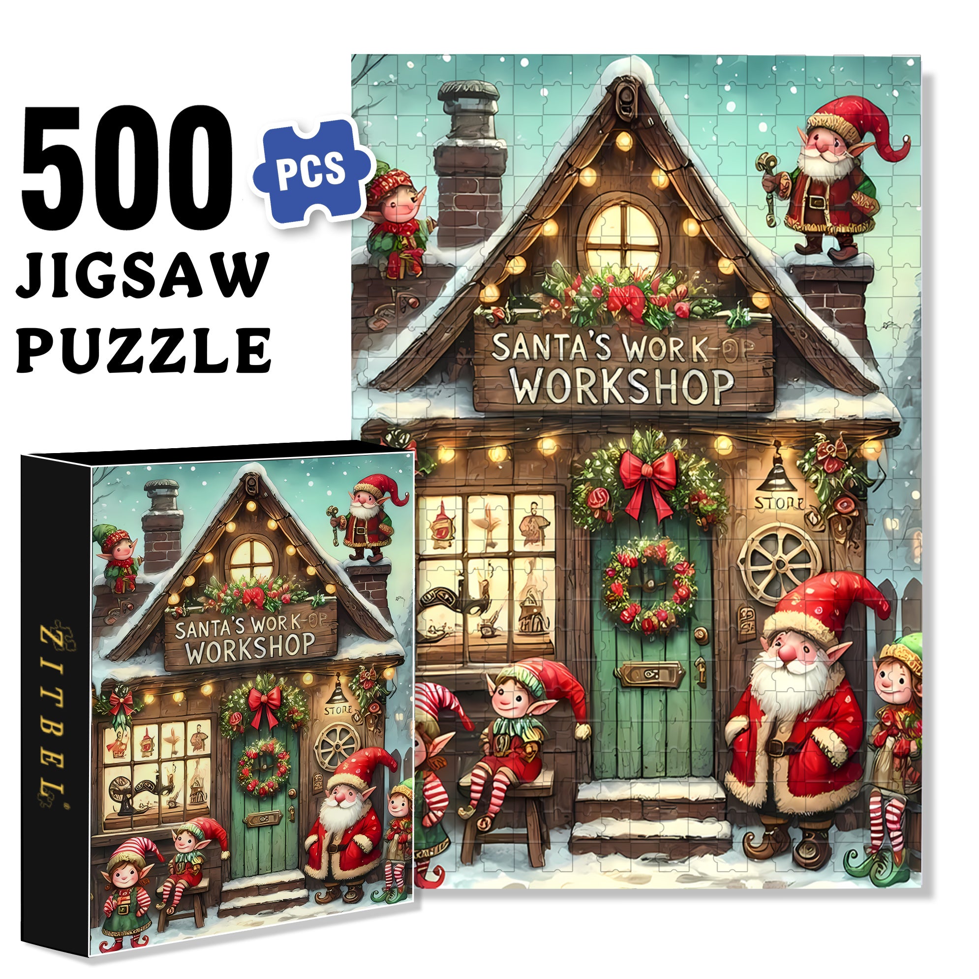 Work Shop 500pcs/1000pcs Jigsaw Puzzle, Scratch-Resistant, Interactive Family Game & Brain-Boosting DIY Decor, Perfect for Halloween, Christmas & New Year Gifts, Family Puzzle Game