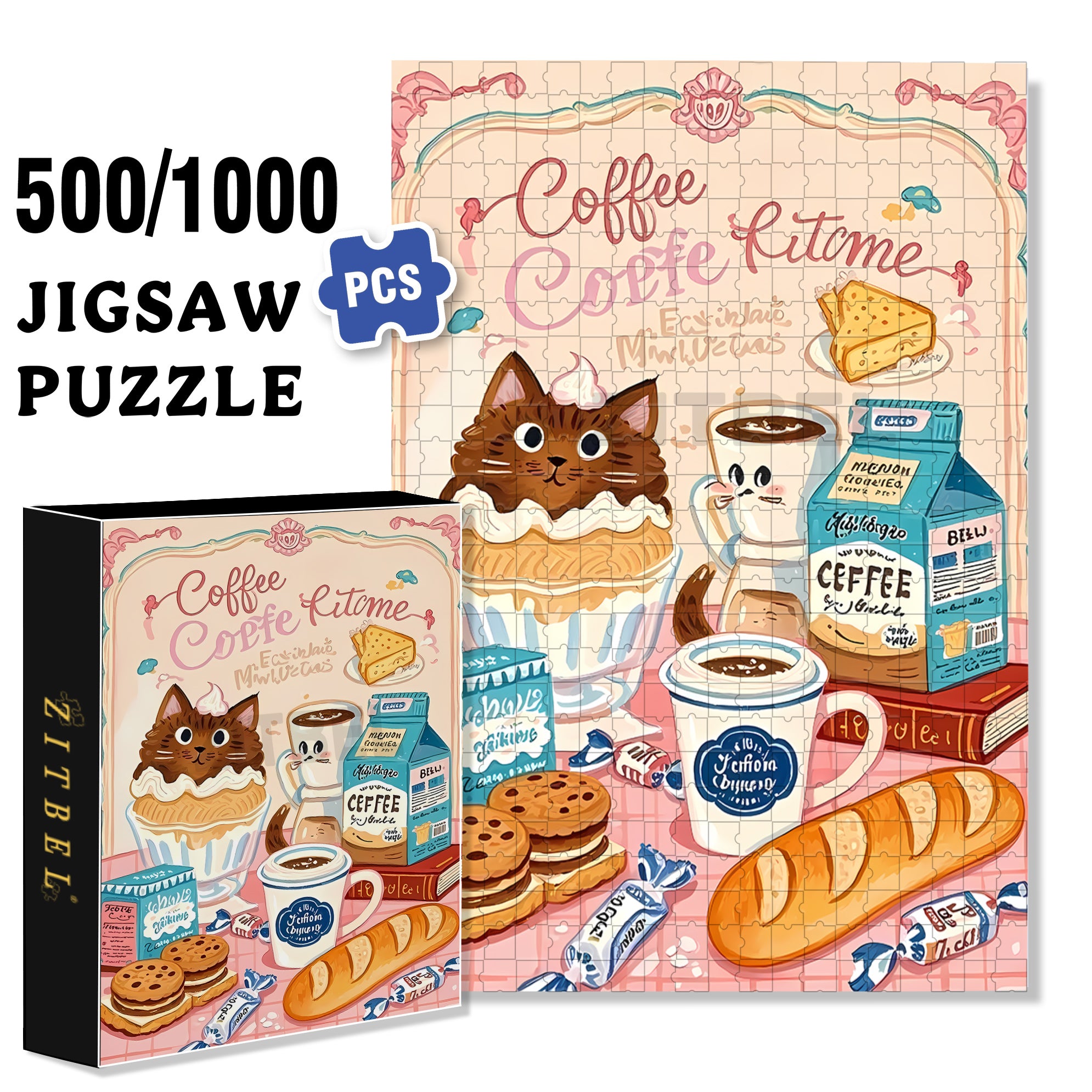 Joy Of Dessert 500pcs/1000pcs Jigsaw Puzzle, Scratch-Resistant, Interactive Family Game & Brain-Boosting DIY Decor, Perfect for Halloween, Christmas & New Year Gifts, Family Puzzle Game