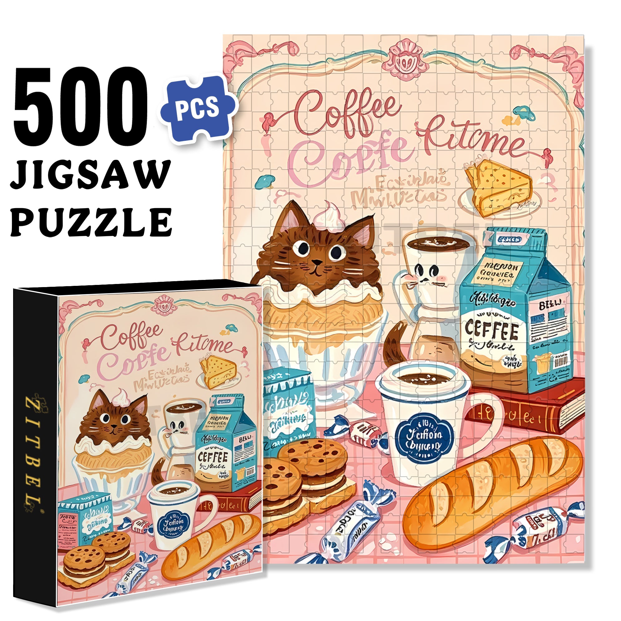 Joy Of Dessert 500pcs/1000pcs Jigsaw Puzzle, Scratch-Resistant, Interactive Family Game & Brain-Boosting DIY Decor, Perfect for Halloween, Christmas & New Year Gifts, Family Puzzle Game