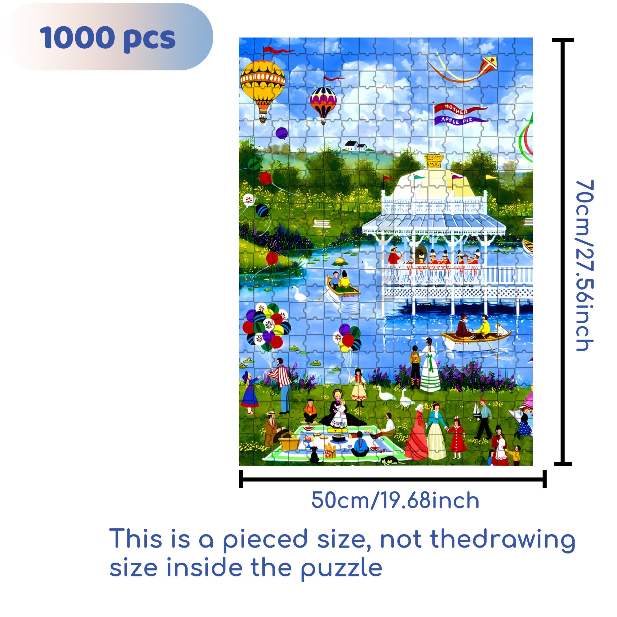 Lakeside Pavilion 500pcs/1000pcs Jigsaw Puzzle, Scratch-Resistant, Interactive Family Game & Brain-Boosting DIY Decor, Perfect for Halloween, Christmas & New Year Gifts, Family Puzzle Game