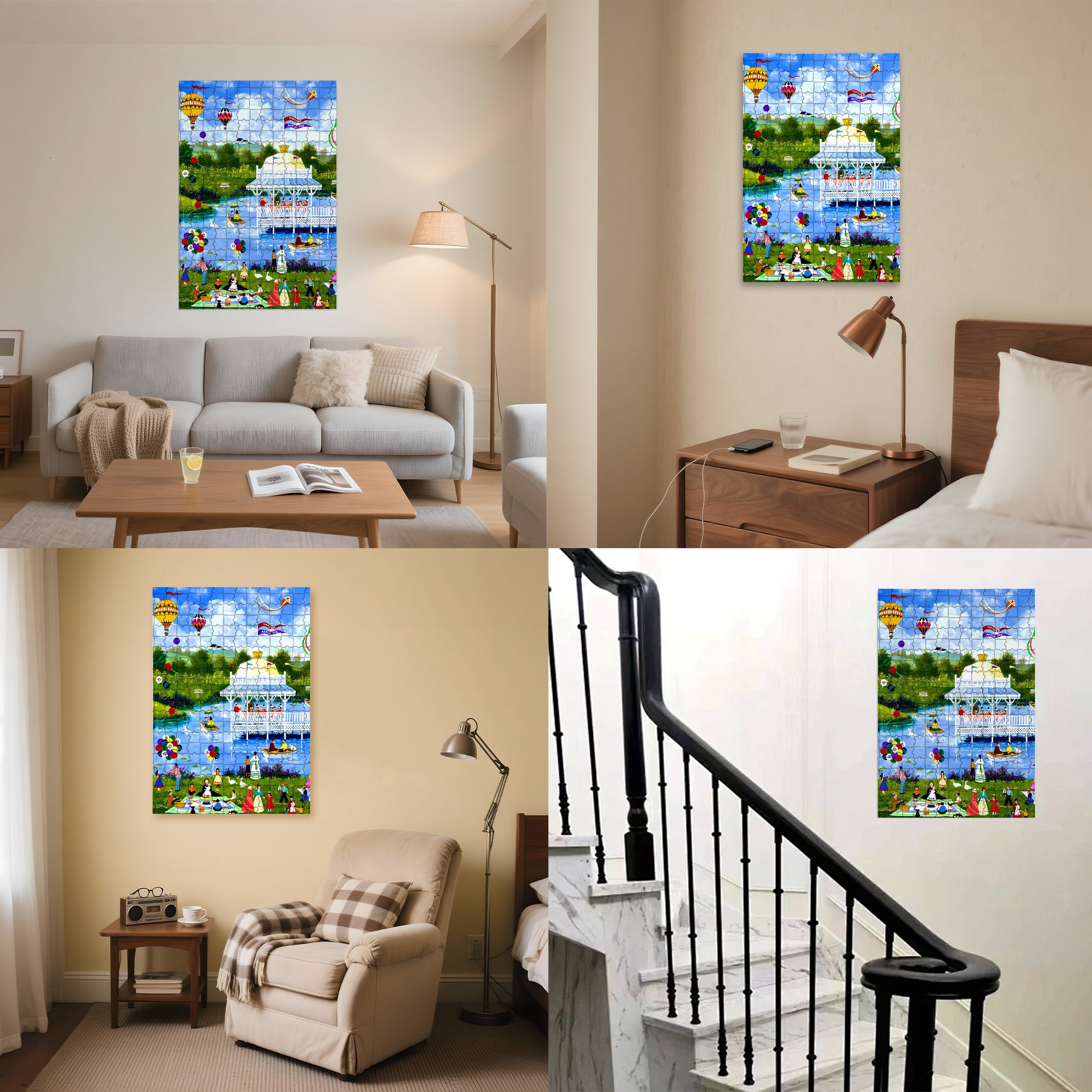 Lakeside Pavilion 500pcs/1000pcs Jigsaw Puzzle, Scratch-Resistant, Interactive Family Game & Brain-Boosting DIY Decor, Perfect for Halloween, Christmas & New Year Gifts, Family Puzzle Game