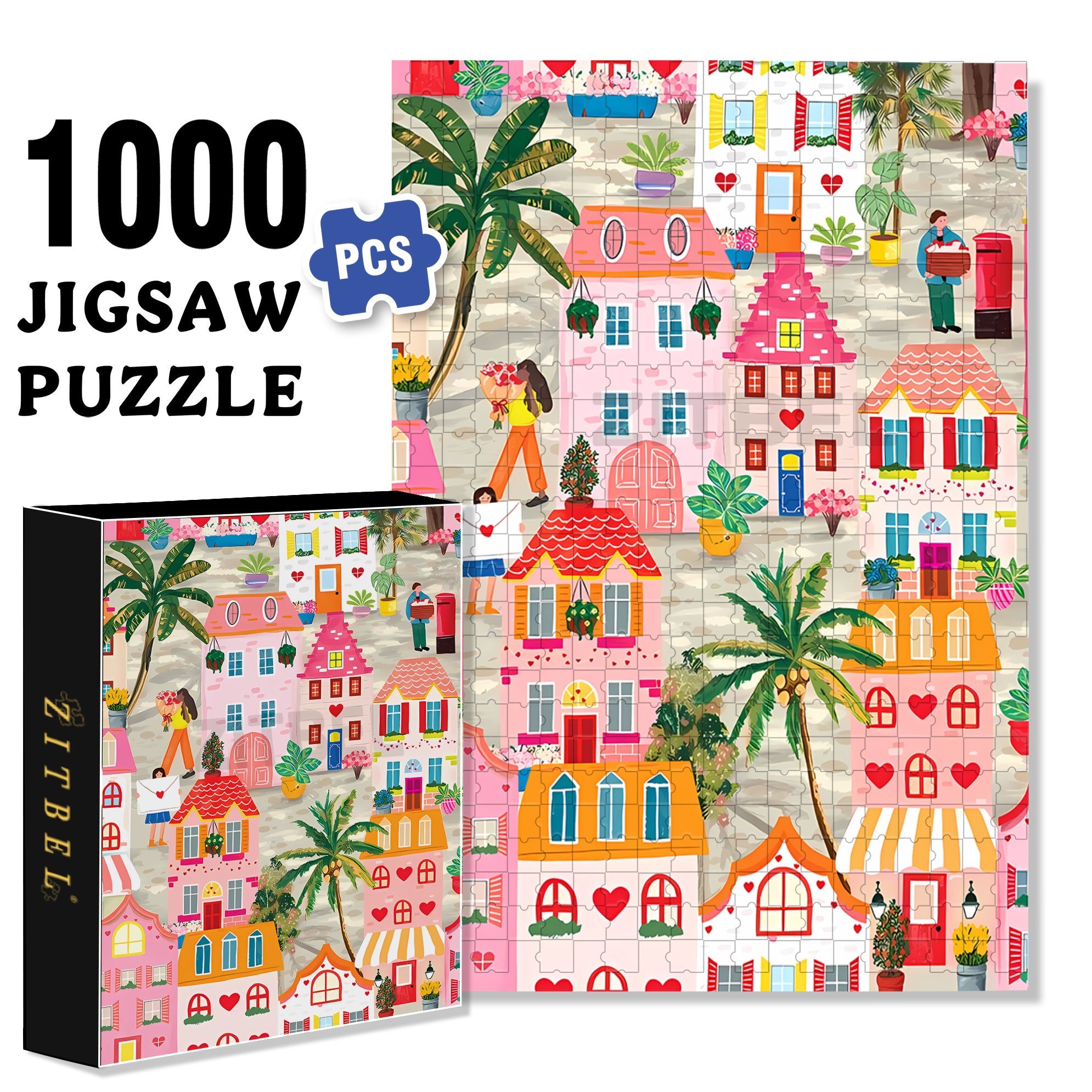 Love Is The Air 500pcs/1000pcs Jigsaw Puzzle, Scratch-Resistant, Interactive Family Game & Brain-Boosting DIY Decor, Perfect for Halloween, Christmas & New Year Gifts, Family Puzzle Game