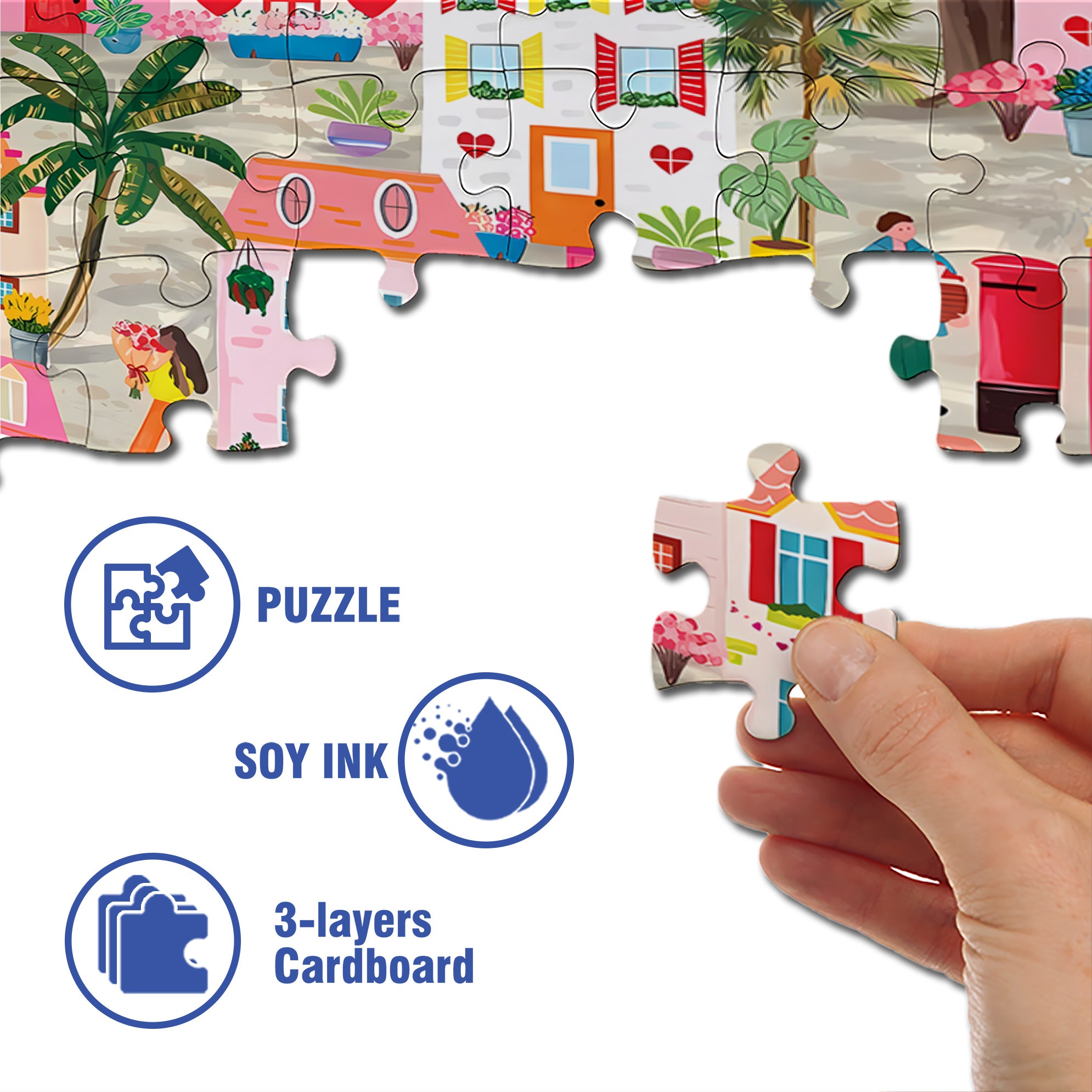 Love Is The Air 500pcs/1000pcs Jigsaw Puzzle, Scratch-Resistant, Interactive Family Game & Brain-Boosting DIY Decor, Perfect for Halloween, Christmas & New Year Gifts, Family Puzzle Game