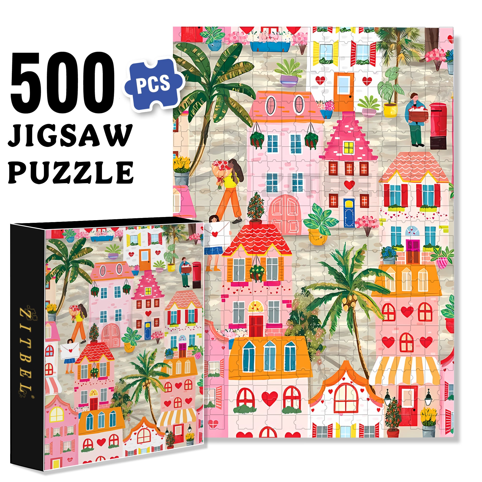 Love Is The Air 500pcs/1000pcs Jigsaw Puzzle, Scratch-Resistant, Interactive Family Game & Brain-Boosting DIY Decor, Perfect for Halloween, Christmas & New Year Gifts, Family Puzzle Game