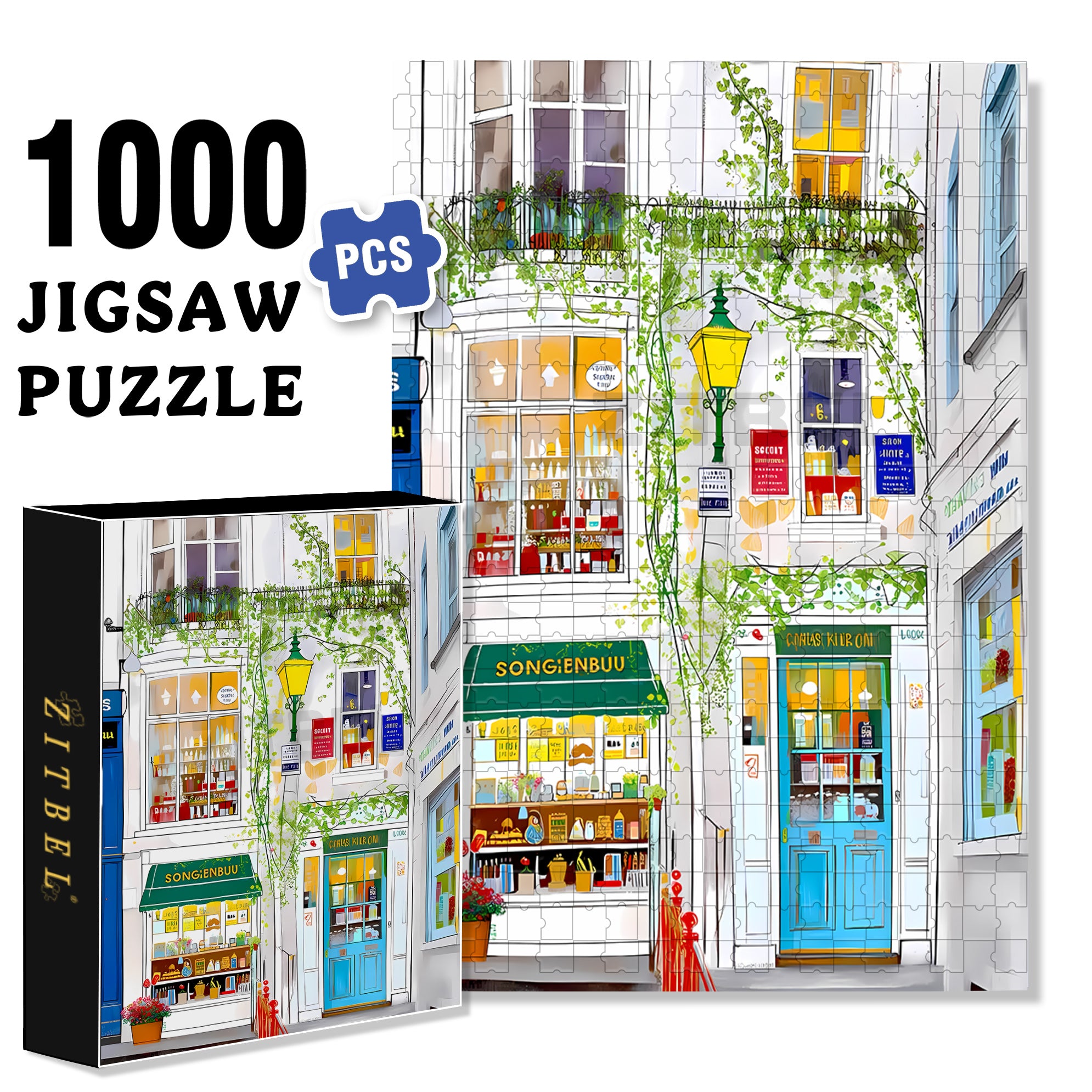 Magical bookstore 500pcs/1000pcs Jigsaw Puzzle, Scratch-Resistant, Interactive Family Game & Brain-Boosting DIY Decor, Perfect for Halloween, Christmas & New Year Gifts, Family Puzzle Game