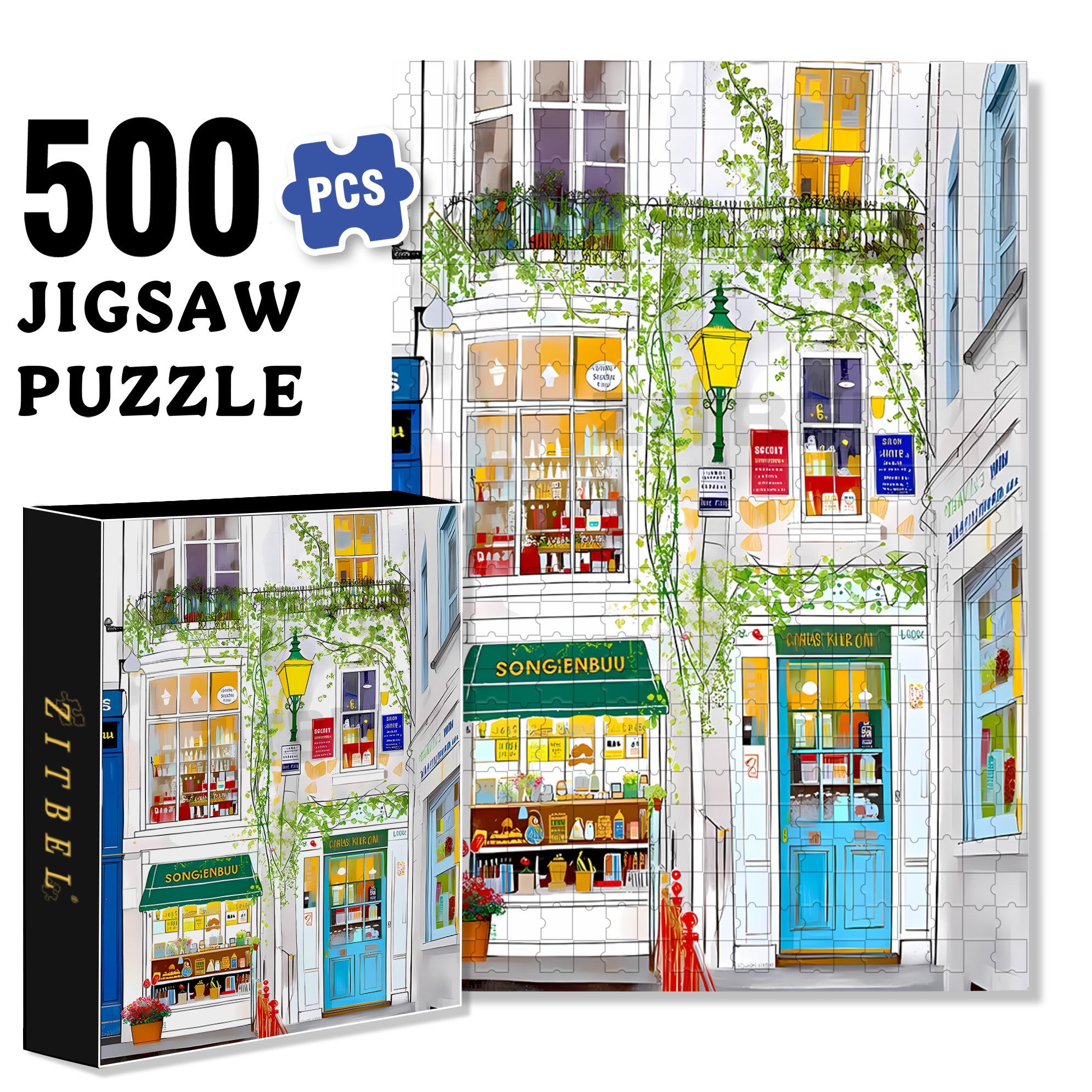 Magical bookstore 500pcs/1000pcs Jigsaw Puzzle, Scratch-Resistant, Interactive Family Game & Brain-Boosting DIY Decor, Perfect for Halloween, Christmas & New Year Gifts, Family Puzzle Game