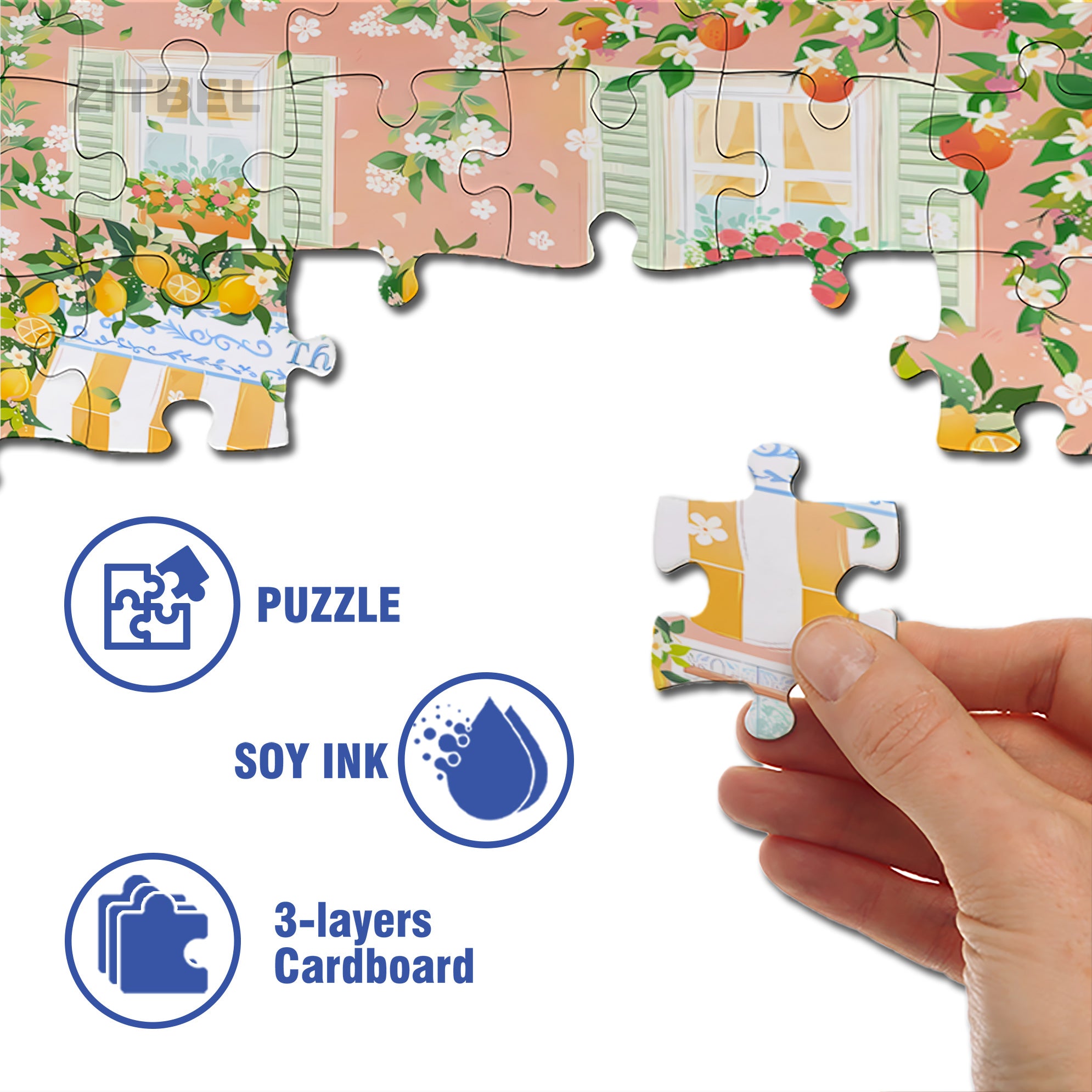 Mediterranean Market 500pcs/1000pcs Jigsaw Puzzle, Scratch-Resistant, Interactive Family Game & Brain-Boosting DIY Decor, Perfect for Halloween, Christmas & New Year Gifts, Family Puzzle Game