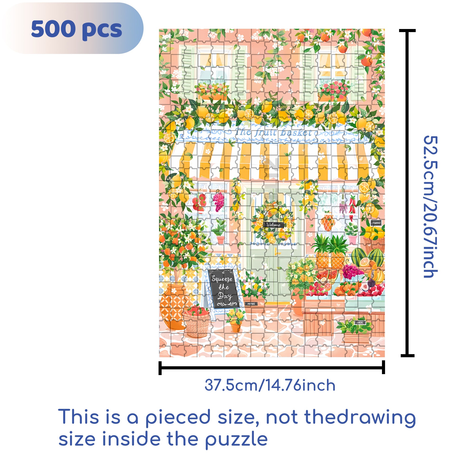 Mediterranean Market 500pcs/1000pcs Jigsaw Puzzle, Scratch-Resistant, Interactive Family Game & Brain-Boosting DIY Decor, Perfect for Halloween, Christmas & New Year Gifts, Family Puzzle Game