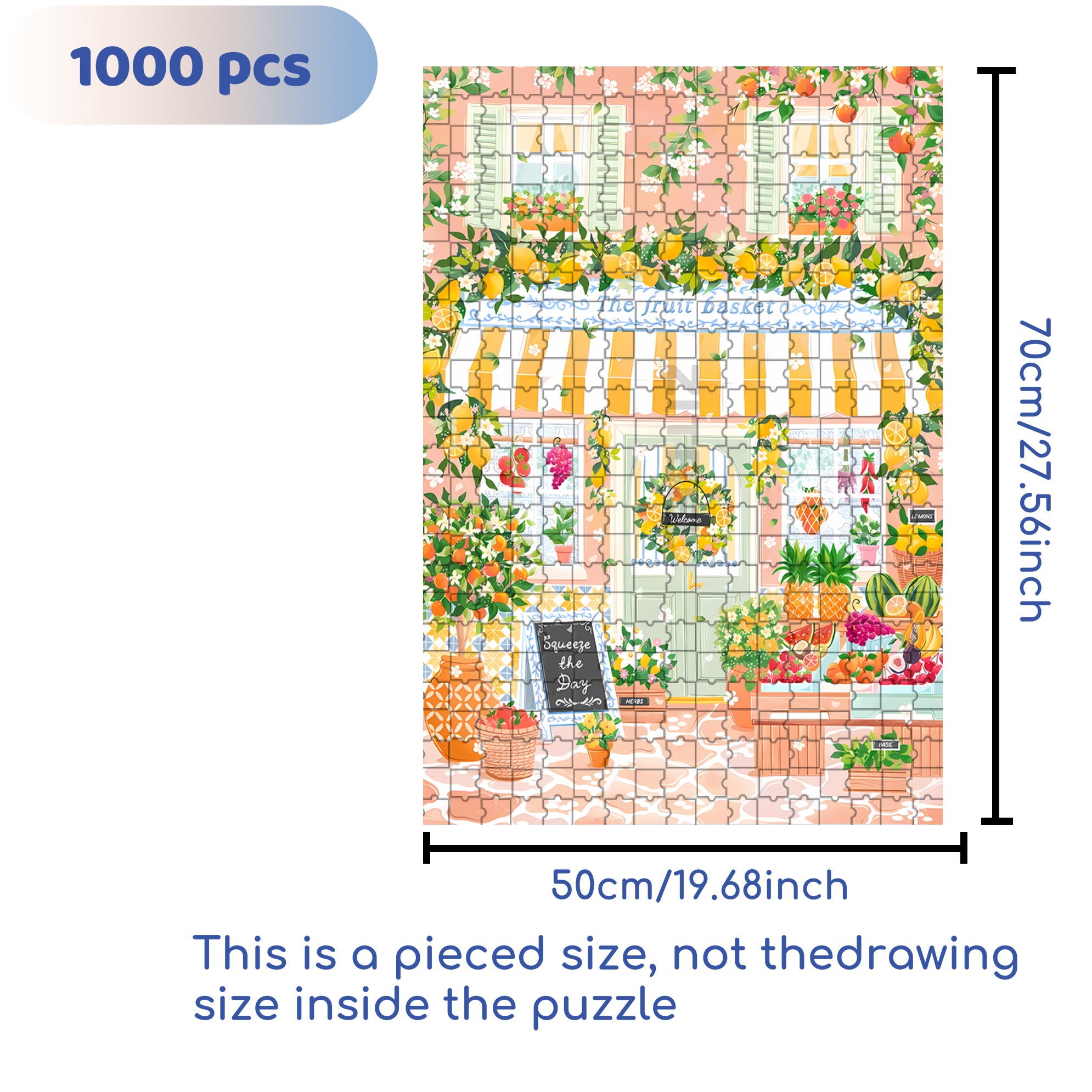 Mediterranean Market 500pcs/1000pcs Jigsaw Puzzle, Scratch-Resistant, Interactive Family Game & Brain-Boosting DIY Decor, Perfect for Halloween, Christmas & New Year Gifts, Family Puzzle Game