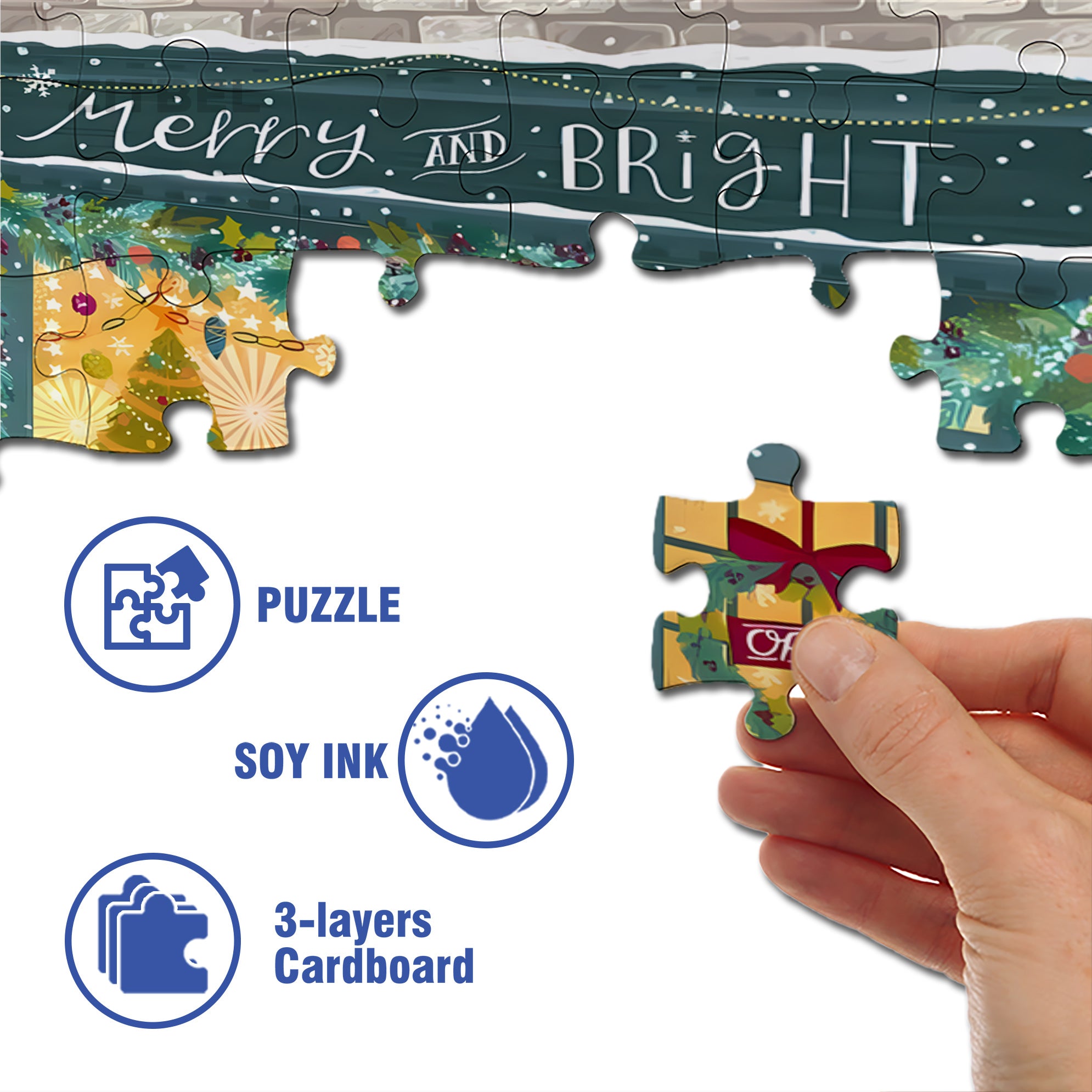 Merry & Bright 500pcs/1000pcs Jigsaw Puzzle, Scratch-Resistant, Interactive Family Game & Brain-Boosting DIY Decor, Perfect for Halloween, Christmas & New Year Gifts, Family Puzzle Game