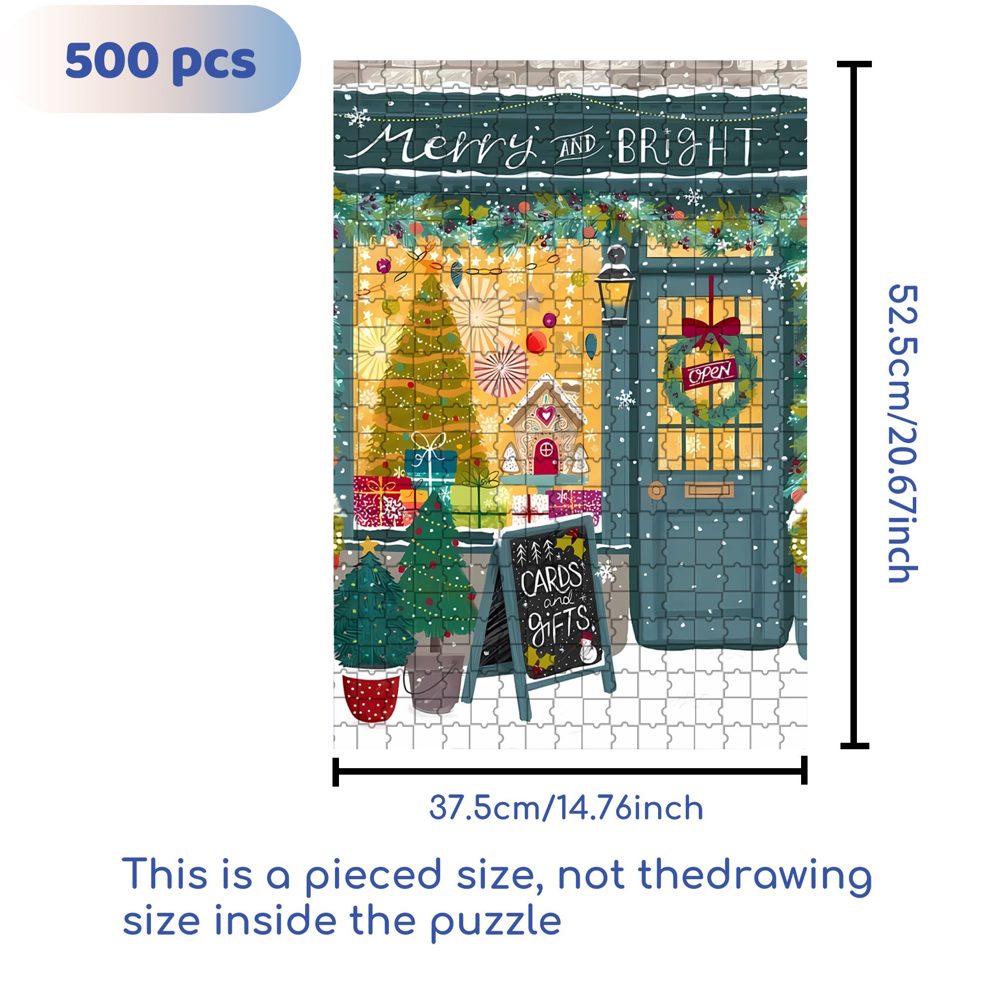 Merry & Bright 500pcs/1000pcs Jigsaw Puzzle, Scratch-Resistant, Interactive Family Game & Brain-Boosting DIY Decor, Perfect for Halloween, Christmas & New Year Gifts, Family Puzzle Game