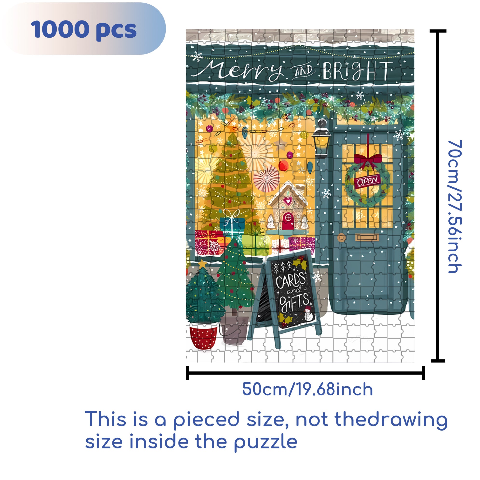 Merry & Bright 500pcs/1000pcs Jigsaw Puzzle, Scratch-Resistant, Interactive Family Game & Brain-Boosting DIY Decor, Perfect for Halloween, Christmas & New Year Gifts, Family Puzzle Game