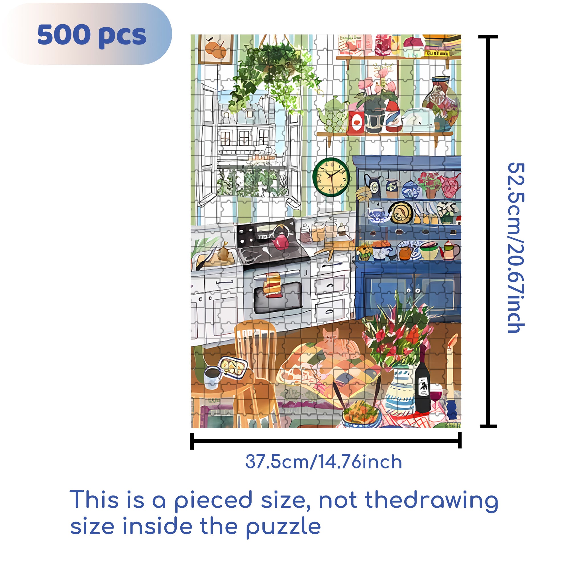 Mia's Kitchen 500pcs/1000pcs Jigsaw Puzzle, Scratch-Resistant, Interactive Family Game & Brain-Boosting DIY Decor, Perfect for Halloween, Christmas & New Year Gifts, Family Puzzle Game