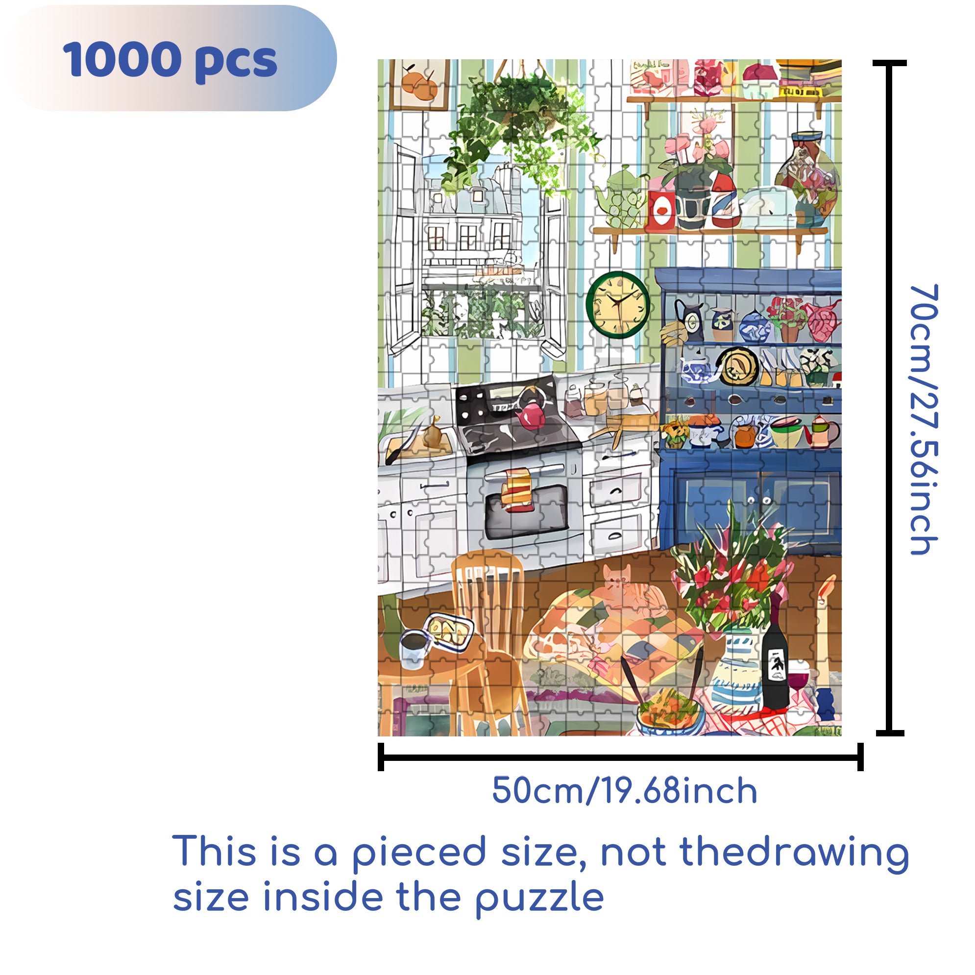 Mia's Kitchen 500pcs/1000pcs Jigsaw Puzzle, Scratch-Resistant, Interactive Family Game & Brain-Boosting DIY Decor, Perfect for Halloween, Christmas & New Year Gifts, Family Puzzle Game