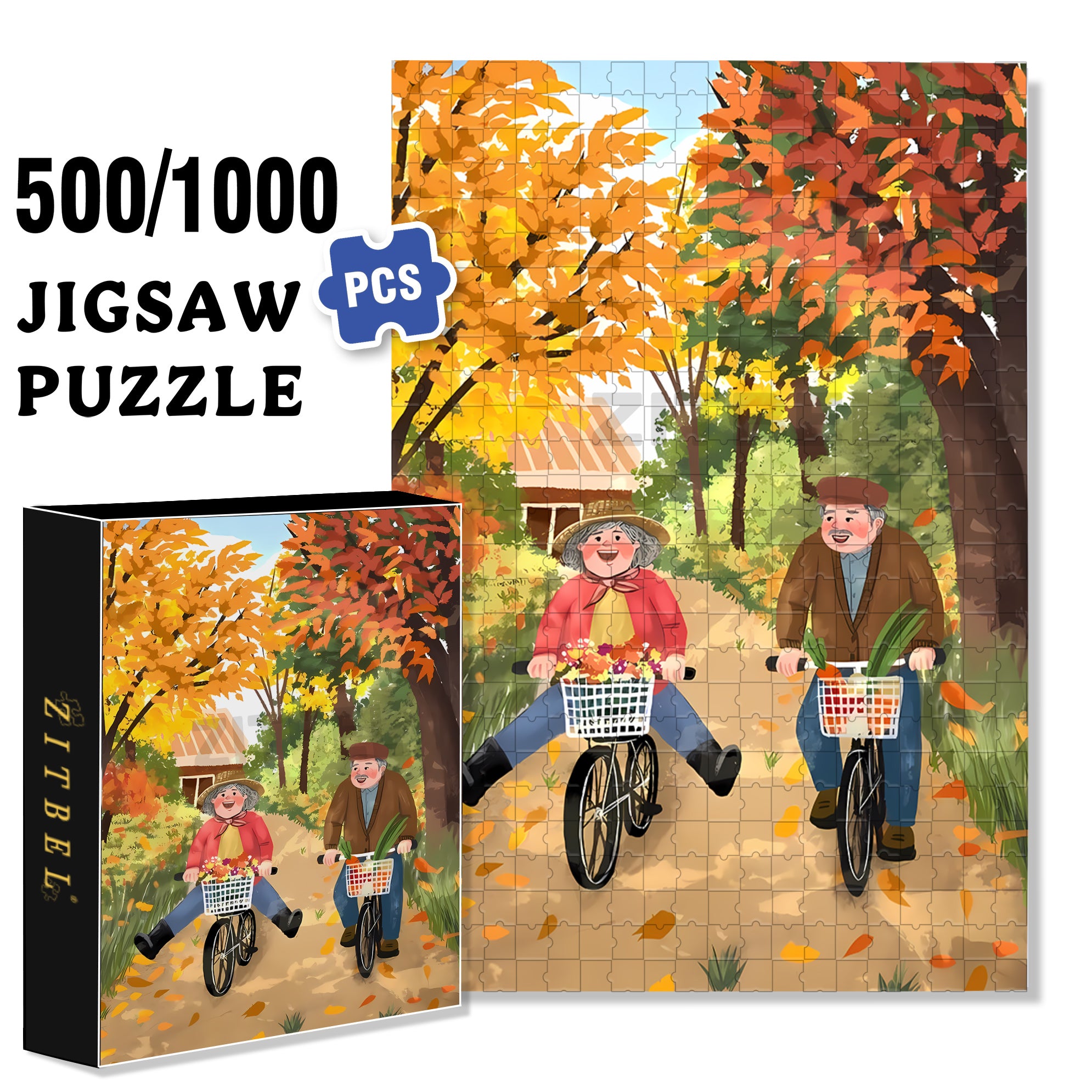 Old Buddy 500pcs/1000pcs Jigsaw Puzzle, Scratch-Resistant, Interactive Family Game & Brain-Boosting DIY Decor, Perfect for Halloween, Christmas & New Year Gifts, Family Puzzle Game