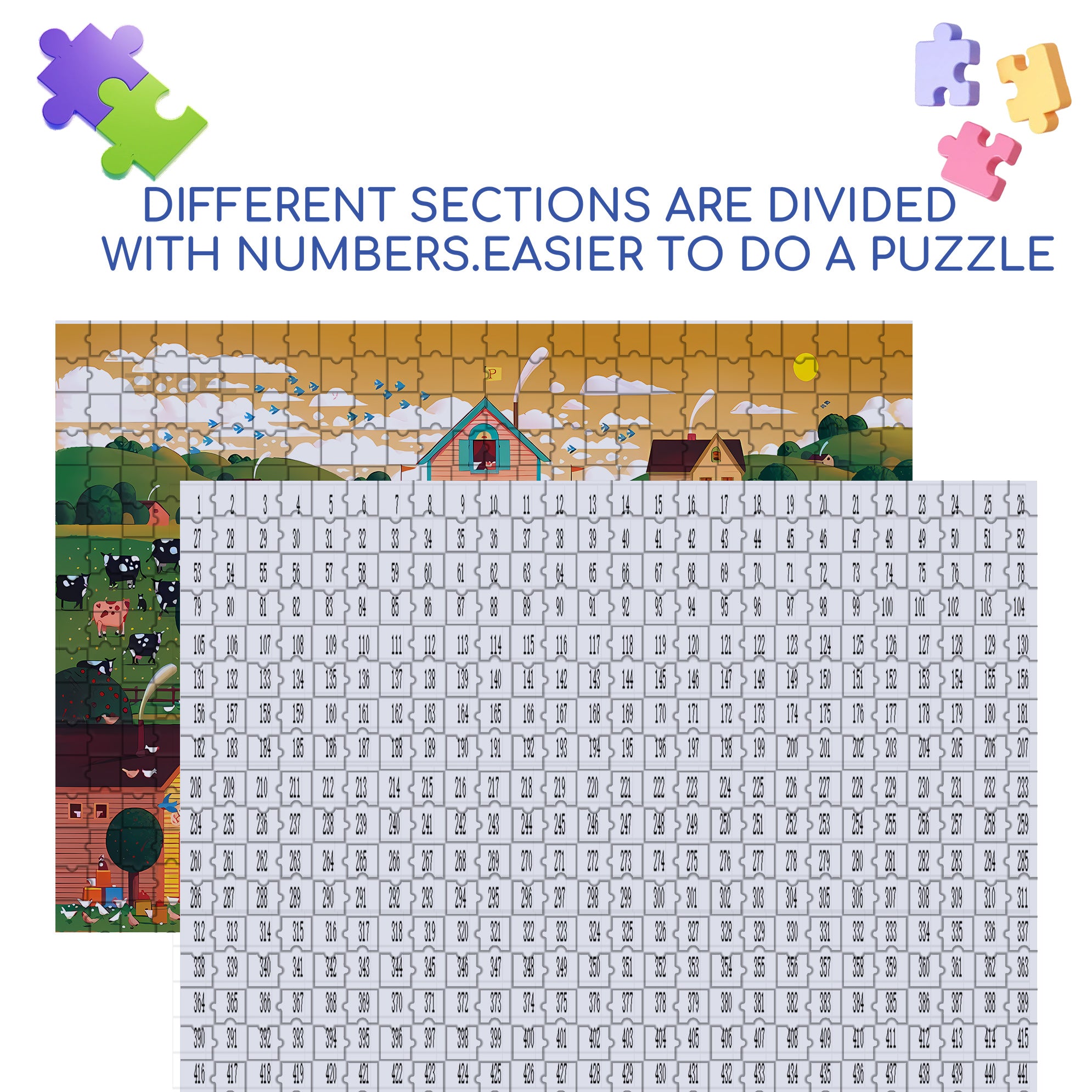 Peachie's Peach Farm 500pcs/1000pcs Jigsaw Puzzle, Scratch-Resistant, Interactive Family Game & Brain-Boosting DIY Decor, Perfect for Halloween, Christmas & New Year Gifts, Family Puzzle Game