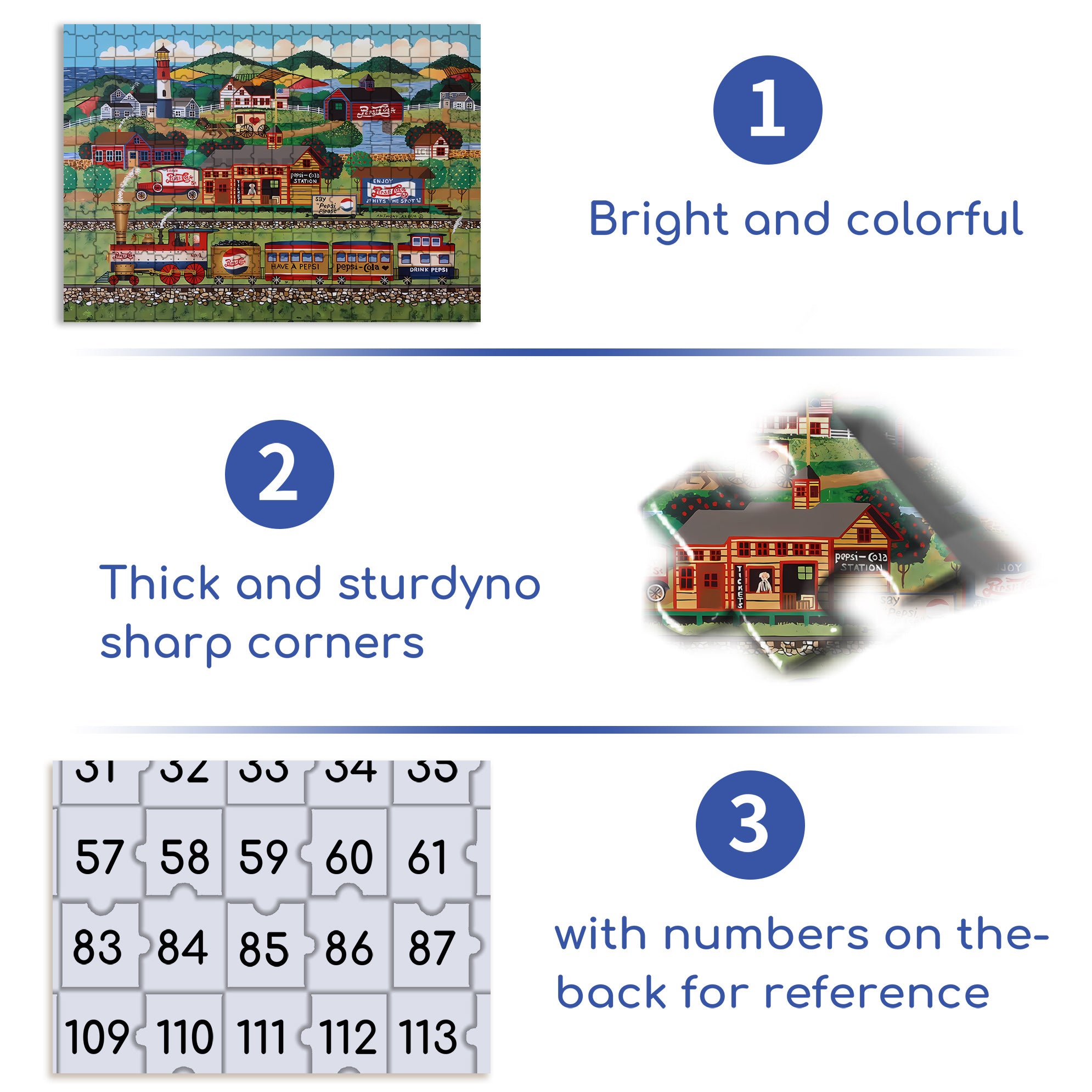 Pepsi Cola Train Station 500pcs/1000pcs Jigsaw Puzzle, Scratch-Resistant, Interactive Family Game & Brain-Boosting DIY Decor, Perfect for Halloween, Christmas & New Year Gifts, Family Puzzle Game
