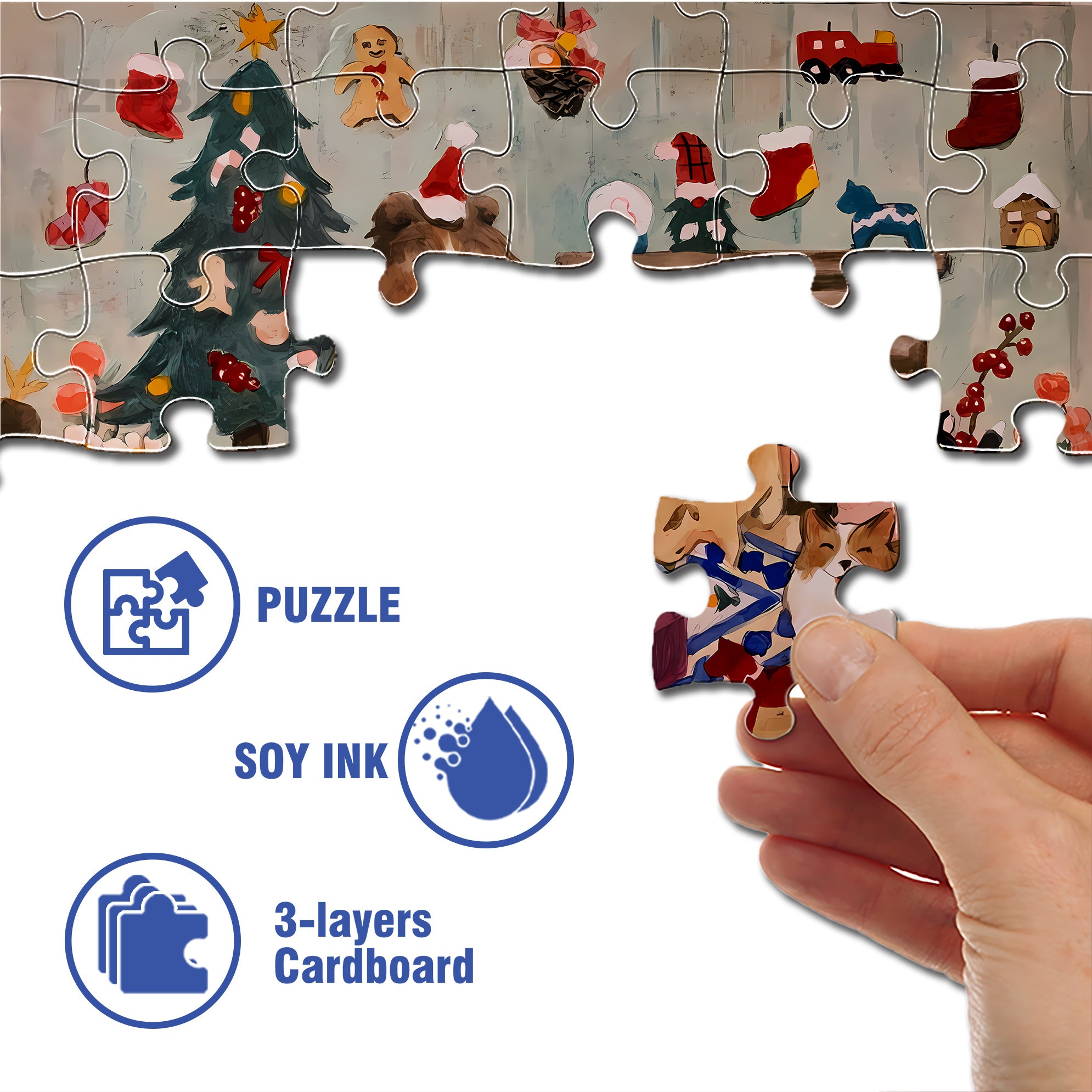 Pets Christmas 500pcs/1000pcs Jigsaw Puzzle, Scratch-Resistant, Interactive Family Game & Brain-Boosting DIY Decor, Perfect for Halloween, Christmas & New Year Gifts, Family Puzzle Game