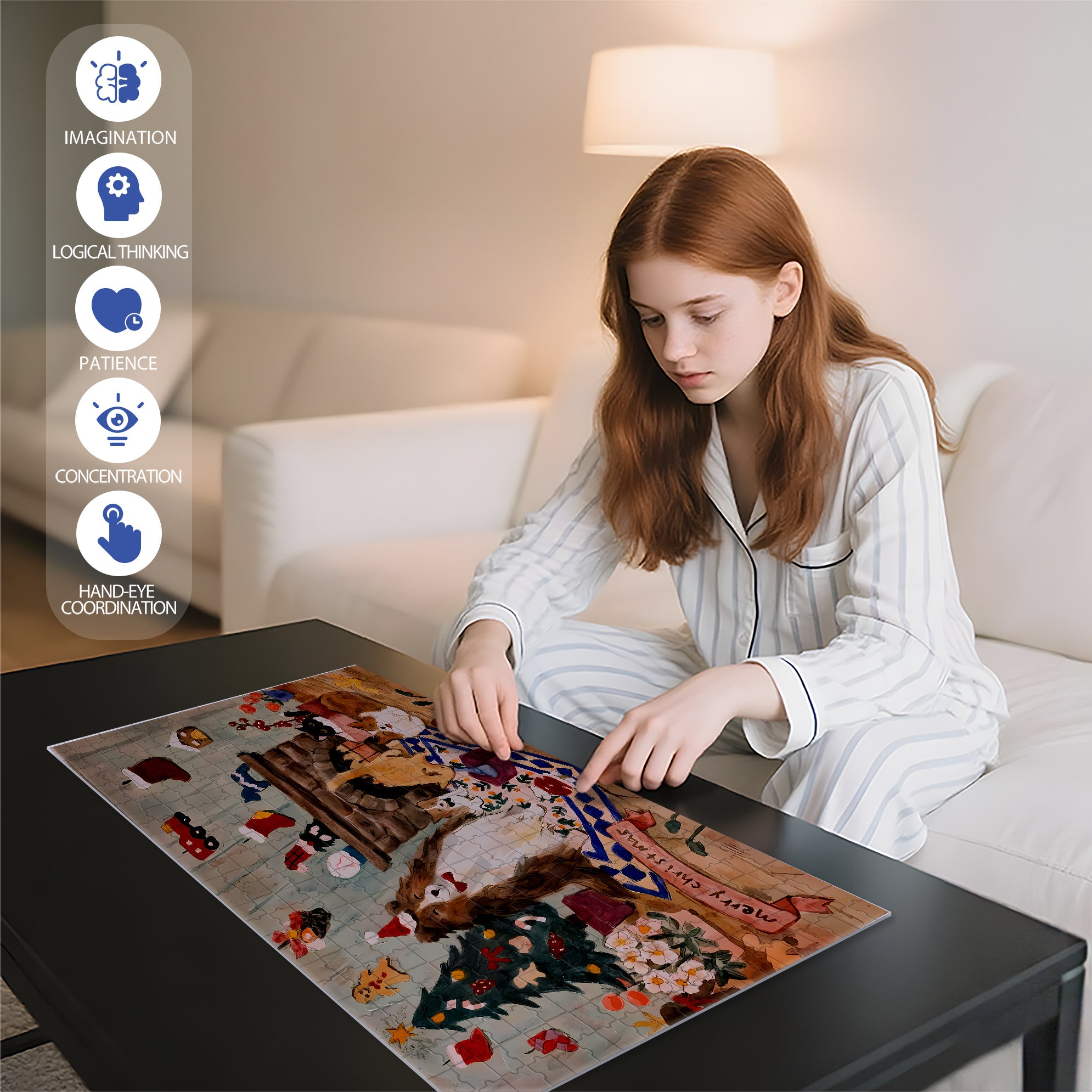 Pets Christmas 500pcs/1000pcs Jigsaw Puzzle, Scratch-Resistant, Interactive Family Game & Brain-Boosting DIY Decor, Perfect for Halloween, Christmas & New Year Gifts, Family Puzzle Game