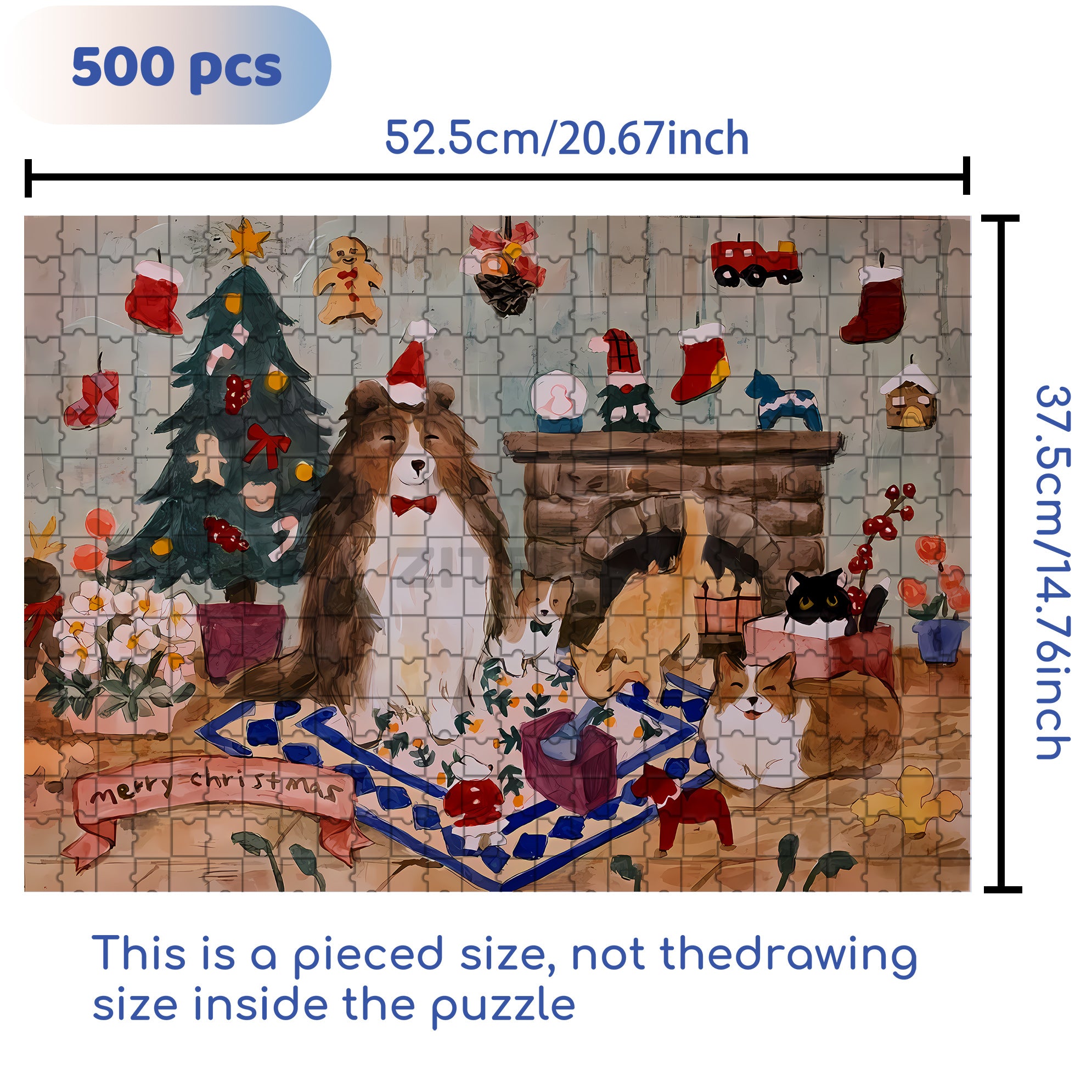 Pets Christmas 500pcs/1000pcs Jigsaw Puzzle, Scratch-Resistant, Interactive Family Game & Brain-Boosting DIY Decor, Perfect for Halloween, Christmas & New Year Gifts, Family Puzzle Game