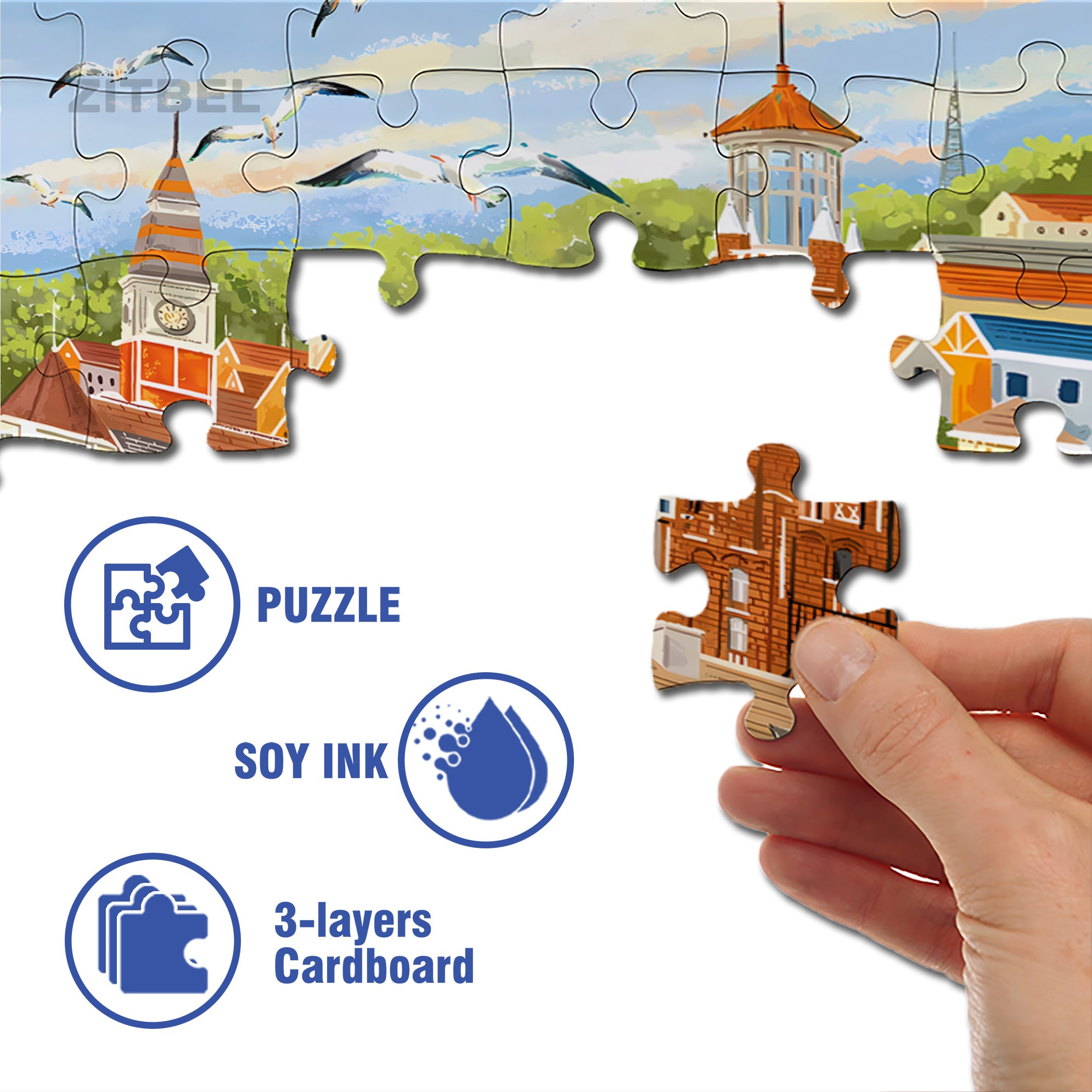 Pier Scenery 500pcs/1000pcs Jigsaw Puzzle, Scratch-Resistant, Interactive Family Game & Brain-Boosting DIY Decor, Perfect for Halloween, Christmas & New Year Gifts, Family Puzzle Game