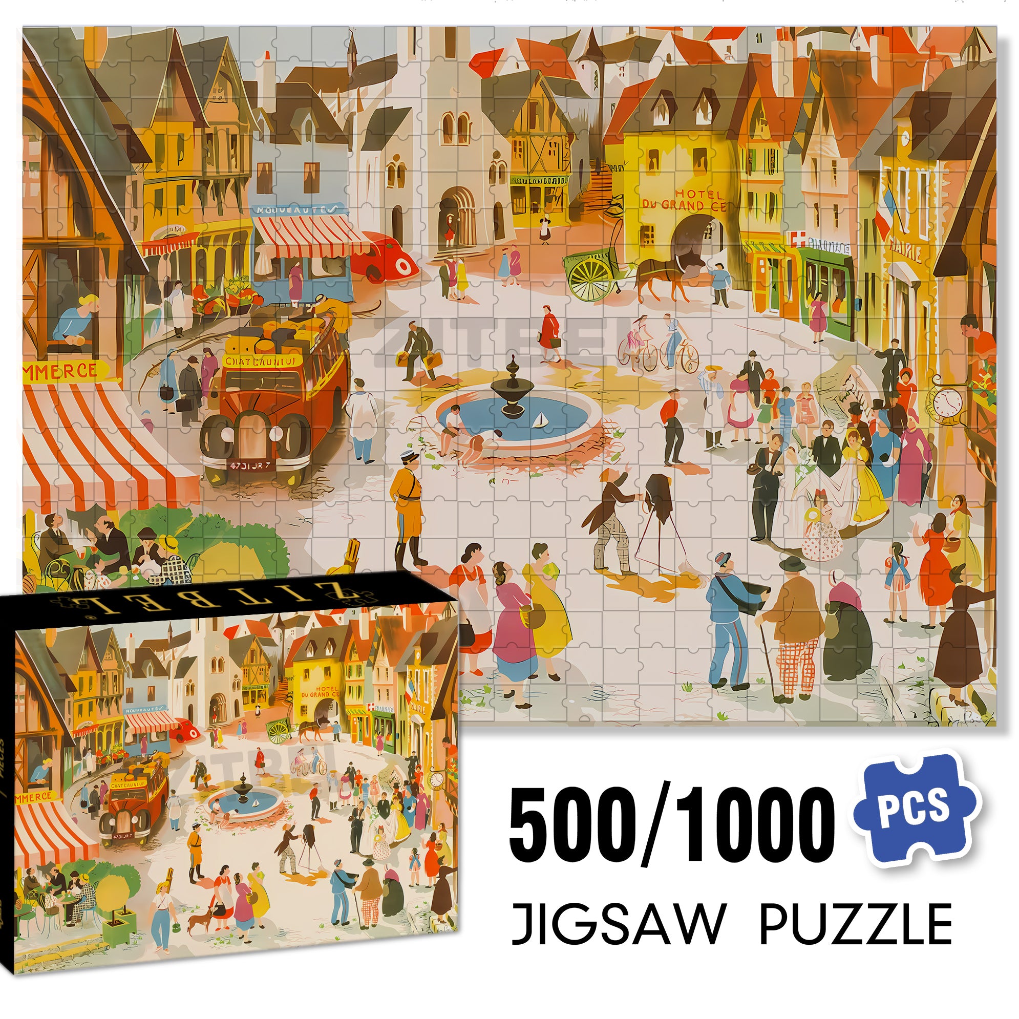Place Of Village 500pcs/1000pcs Jigsaw Puzzle, Scratch-Resistant, Interactive Family Game & Brain-Boosting DIY Decor, Perfect for Halloween, Christmas & New Year Gifts, Family Puzzle Game