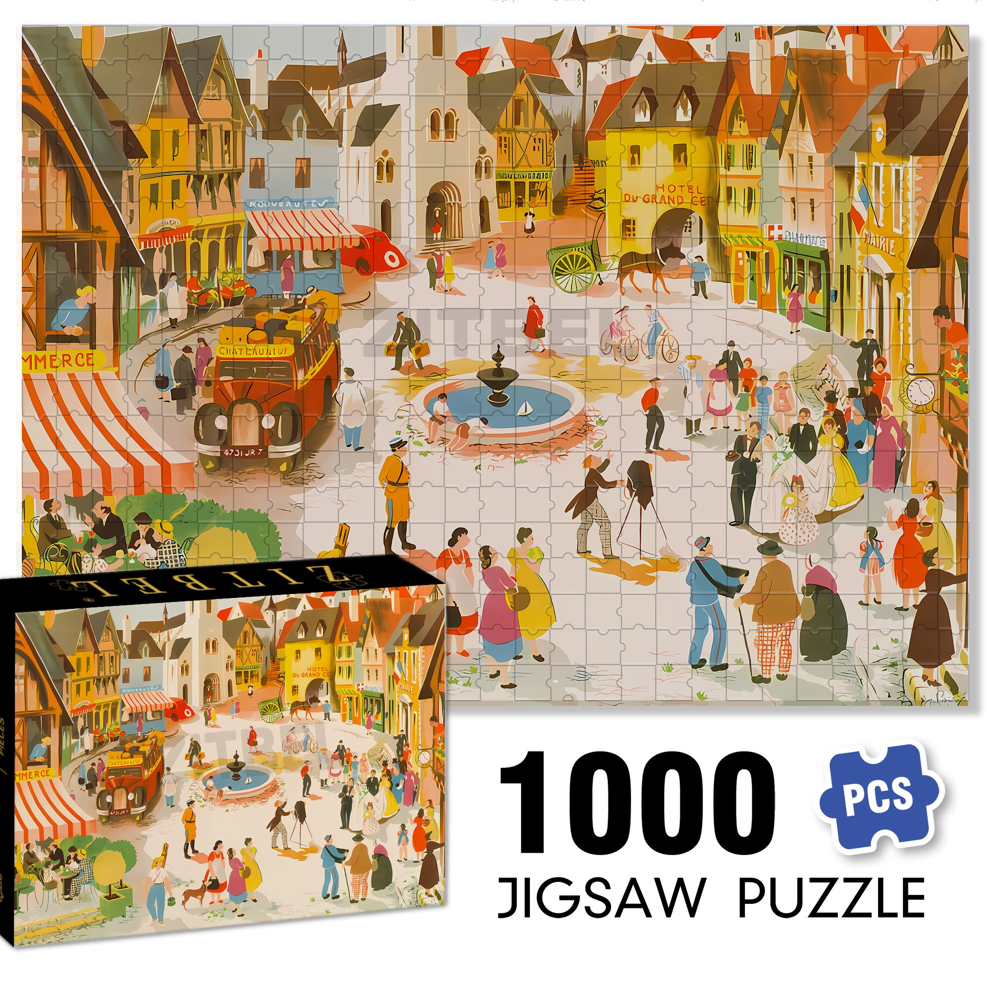 Place Of Village 500pcs/1000pcs Jigsaw Puzzle, Scratch-Resistant, Interactive Family Game & Brain-Boosting DIY Decor, Perfect for Halloween, Christmas & New Year Gifts, Family Puzzle Game