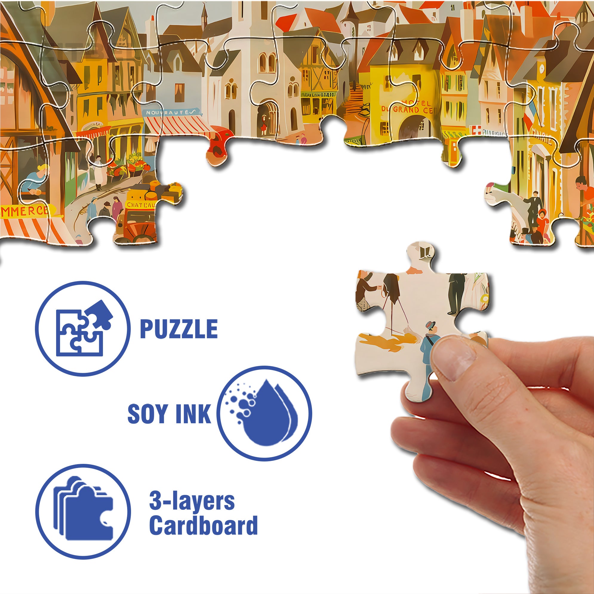 Place Of Village 500pcs/1000pcs Jigsaw Puzzle, Scratch-Resistant, Interactive Family Game & Brain-Boosting DIY Decor, Perfect for Halloween, Christmas & New Year Gifts, Family Puzzle Game