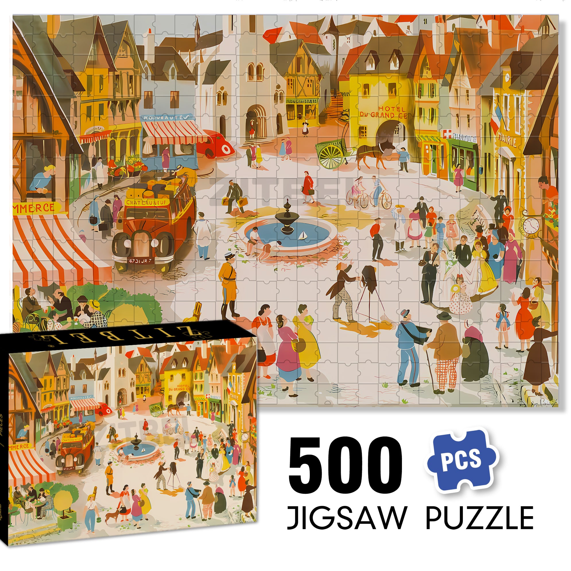 Place Of Village 500pcs/1000pcs Jigsaw Puzzle, Scratch-Resistant, Interactive Family Game & Brain-Boosting DIY Decor, Perfect for Halloween, Christmas & New Year Gifts, Family Puzzle Game