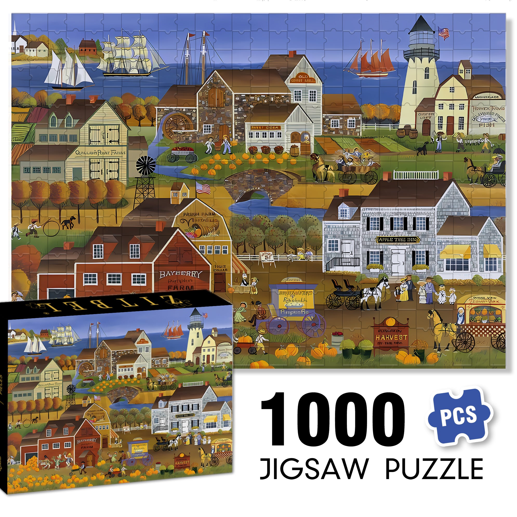 Pumpkin Harvest 500pcs/1000pcs Jigsaw Puzzle, Scratch-Resistant, Interactive Family Game & Brain-Boosting DIY Decor, Perfect for Halloween, Christmas & New Year Gifts, Family Puzzle Game