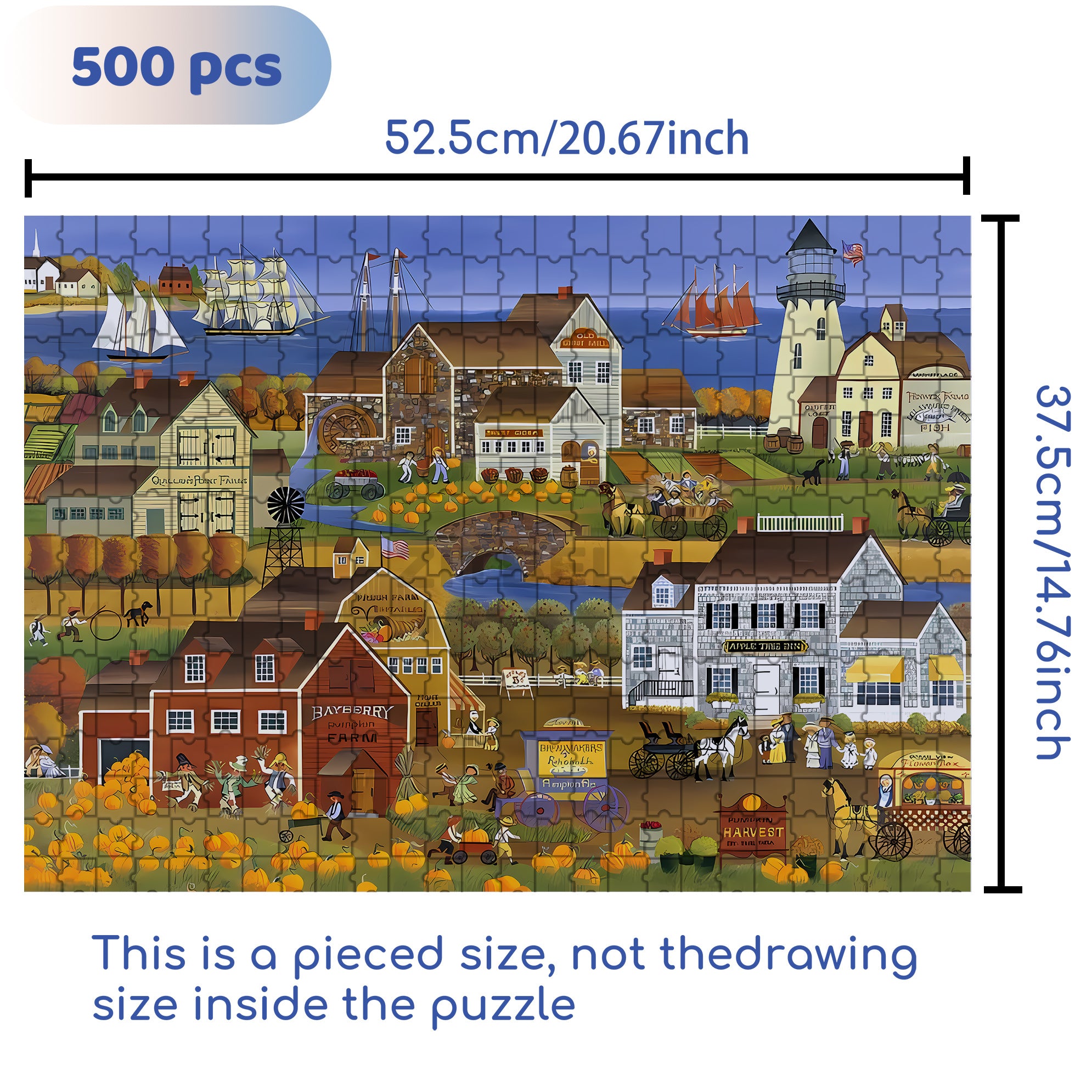 Pumpkin Harvest 500pcs/1000pcs Jigsaw Puzzle, Scratch-Resistant, Interactive Family Game & Brain-Boosting DIY Decor, Perfect for Halloween, Christmas & New Year Gifts, Family Puzzle Game