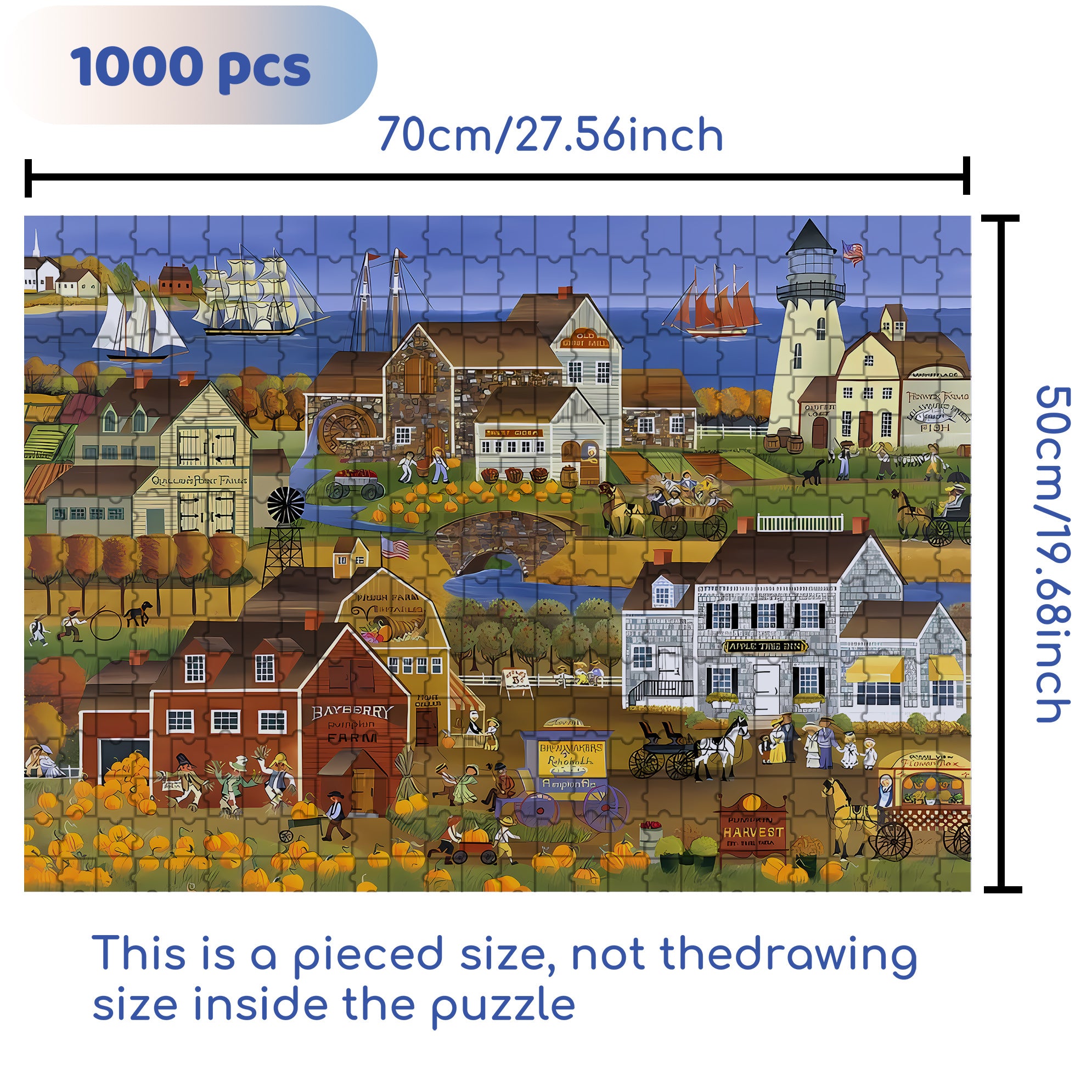 Pumpkin Harvest 500pcs/1000pcs Jigsaw Puzzle, Scratch-Resistant, Interactive Family Game & Brain-Boosting DIY Decor, Perfect for Halloween, Christmas & New Year Gifts, Family Puzzle Game