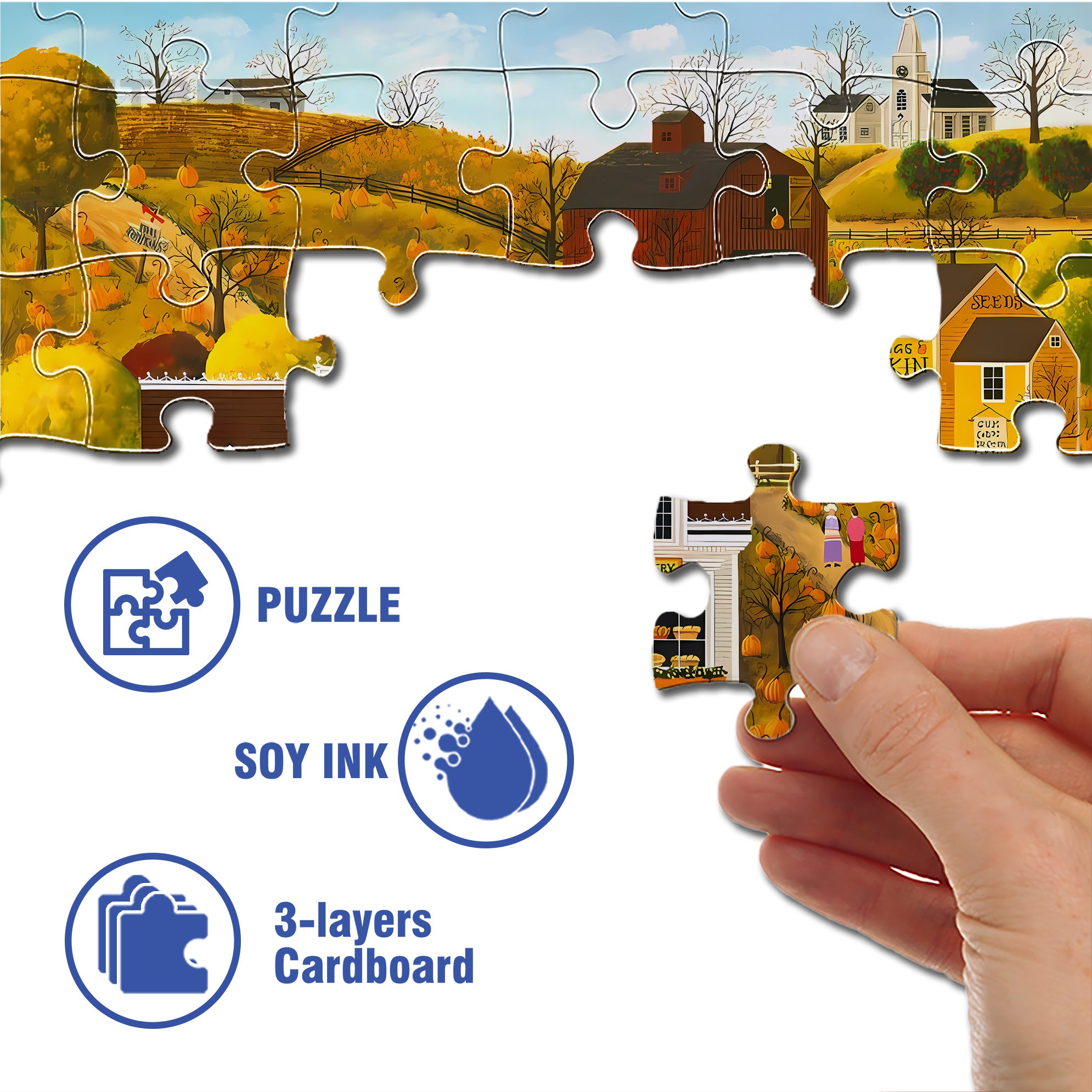 Pumpkin House 2 500pcs/1000pcs Jigsaw Puzzle, Scratch-Resistant, Interactive Family Game & Brain-Boosting DIY Decor, Perfect for Halloween, Christmas & New Year Gifts, Family Puzzle Game