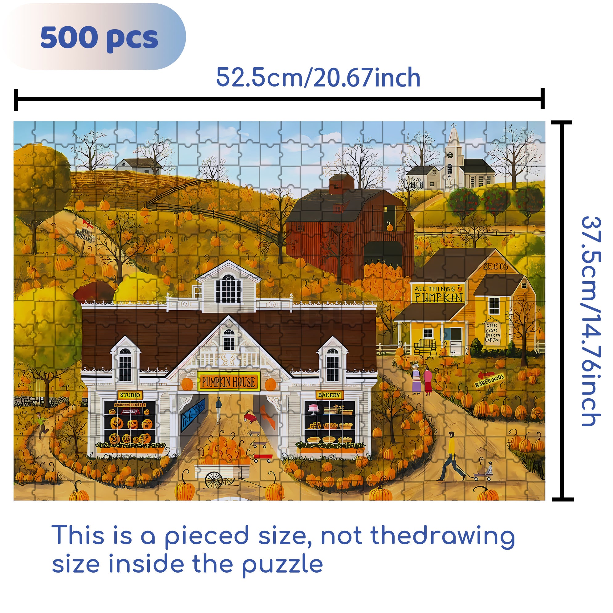 Pumpkin House 2 500pcs/1000pcs Jigsaw Puzzle, Scratch-Resistant, Interactive Family Game & Brain-Boosting DIY Decor, Perfect for Halloween, Christmas & New Year Gifts, Family Puzzle Game