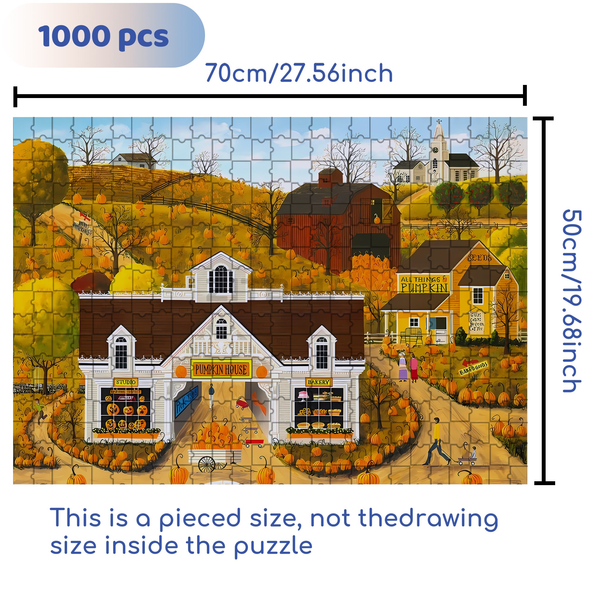 Pumpkin House 2 500pcs/1000pcs Jigsaw Puzzle, Scratch-Resistant, Interactive Family Game & Brain-Boosting DIY Decor, Perfect for Halloween, Christmas & New Year Gifts, Family Puzzle Game