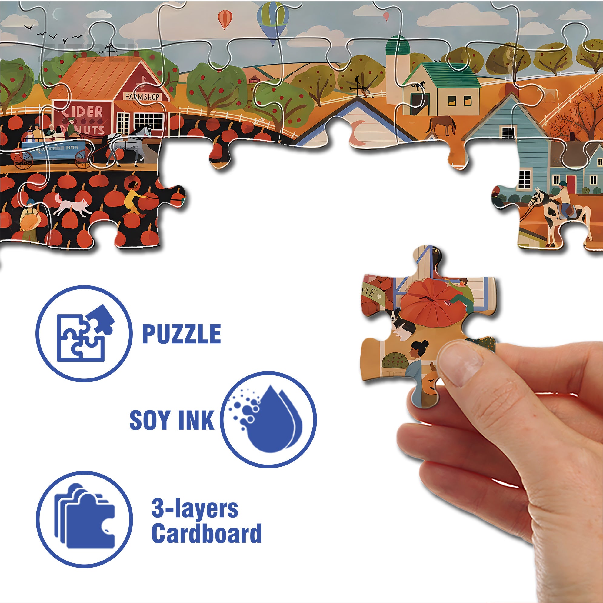 Pumpkin Picking 500pcs/1000pcs Jigsaw Puzzle, Scratch-Resistant, Interactive Family Game & Brain-Boosting DIY Decor, Perfect for Halloween, Christmas & New Year Gifts, Family Puzzle Game
