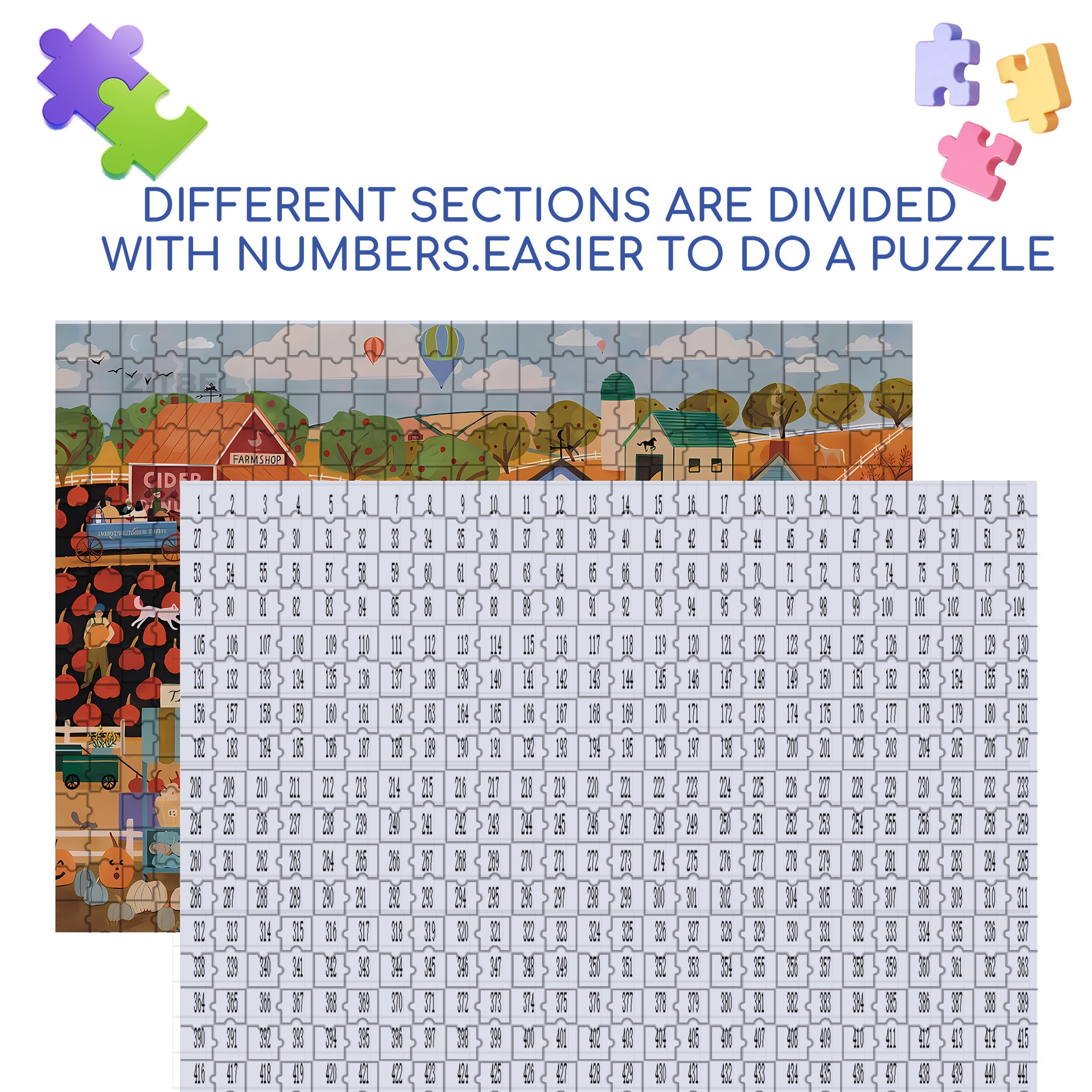 Pumpkin Picking 500pcs/1000pcs Jigsaw Puzzle, Scratch-Resistant, Interactive Family Game & Brain-Boosting DIY Decor, Perfect for Halloween, Christmas & New Year Gifts, Family Puzzle Game