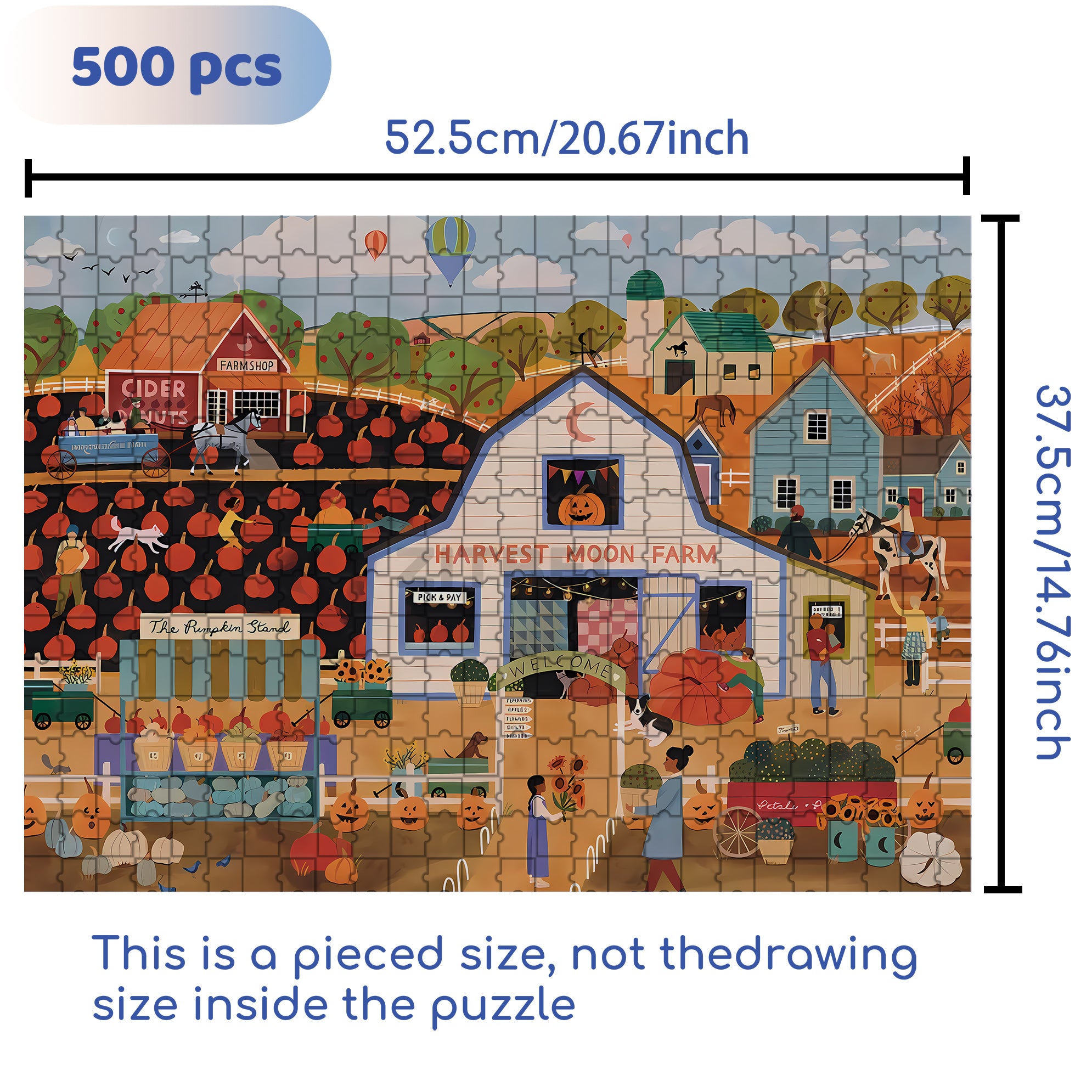 Pumpkin Picking 500pcs/1000pcs Jigsaw Puzzle, Scratch-Resistant, Interactive Family Game & Brain-Boosting DIY Decor, Perfect for Halloween, Christmas & New Year Gifts, Family Puzzle Game