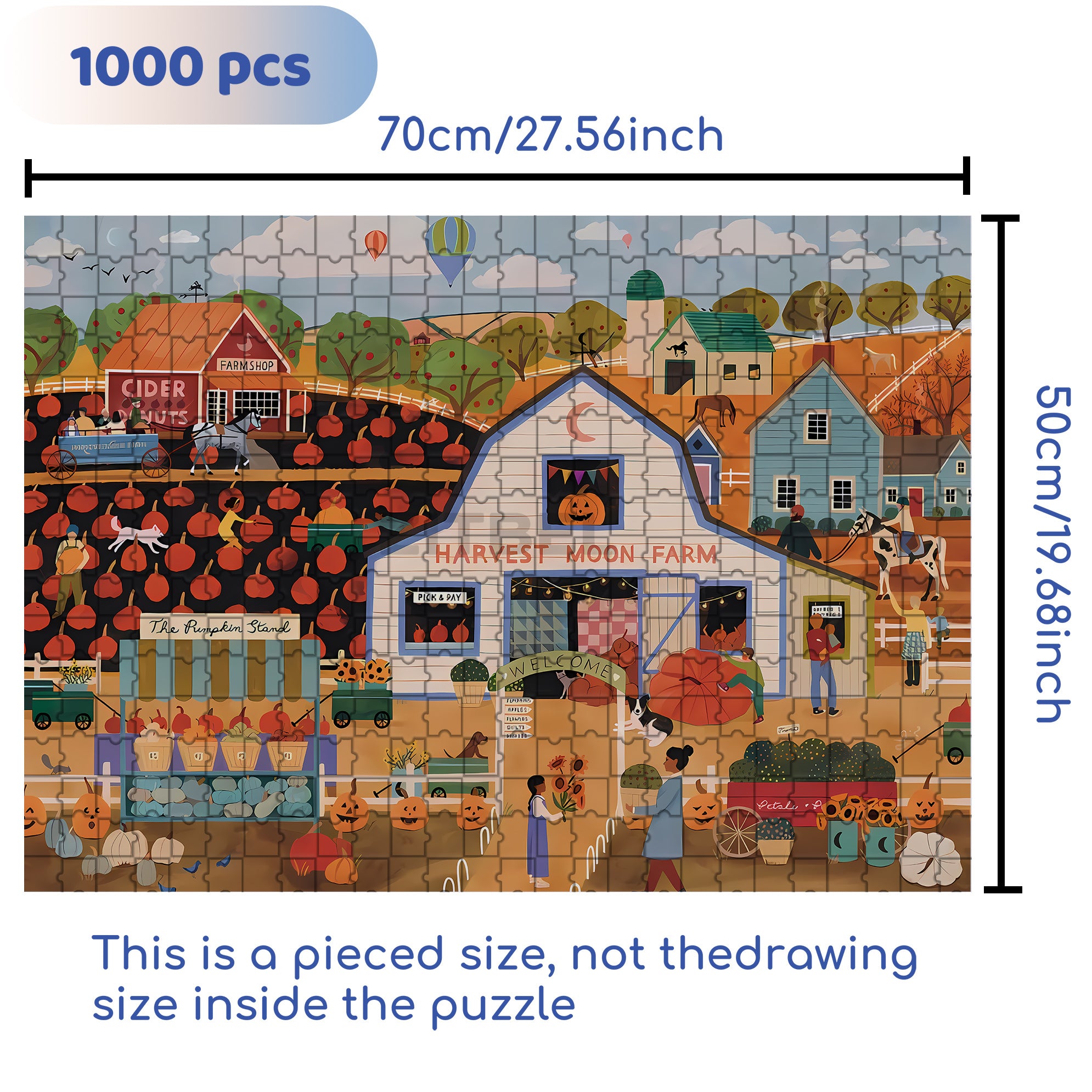 Pumpkin Picking 500pcs/1000pcs Jigsaw Puzzle, Scratch-Resistant, Interactive Family Game & Brain-Boosting DIY Decor, Perfect for Halloween, Christmas & New Year Gifts, Family Puzzle Game